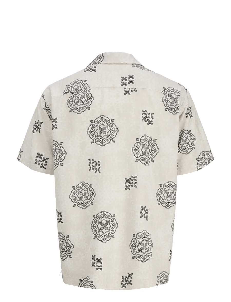 Jack & Jones - JJALFREDO SLUB RESORT SHIRT SS - mønstrede skjorter - moonbeam - 1