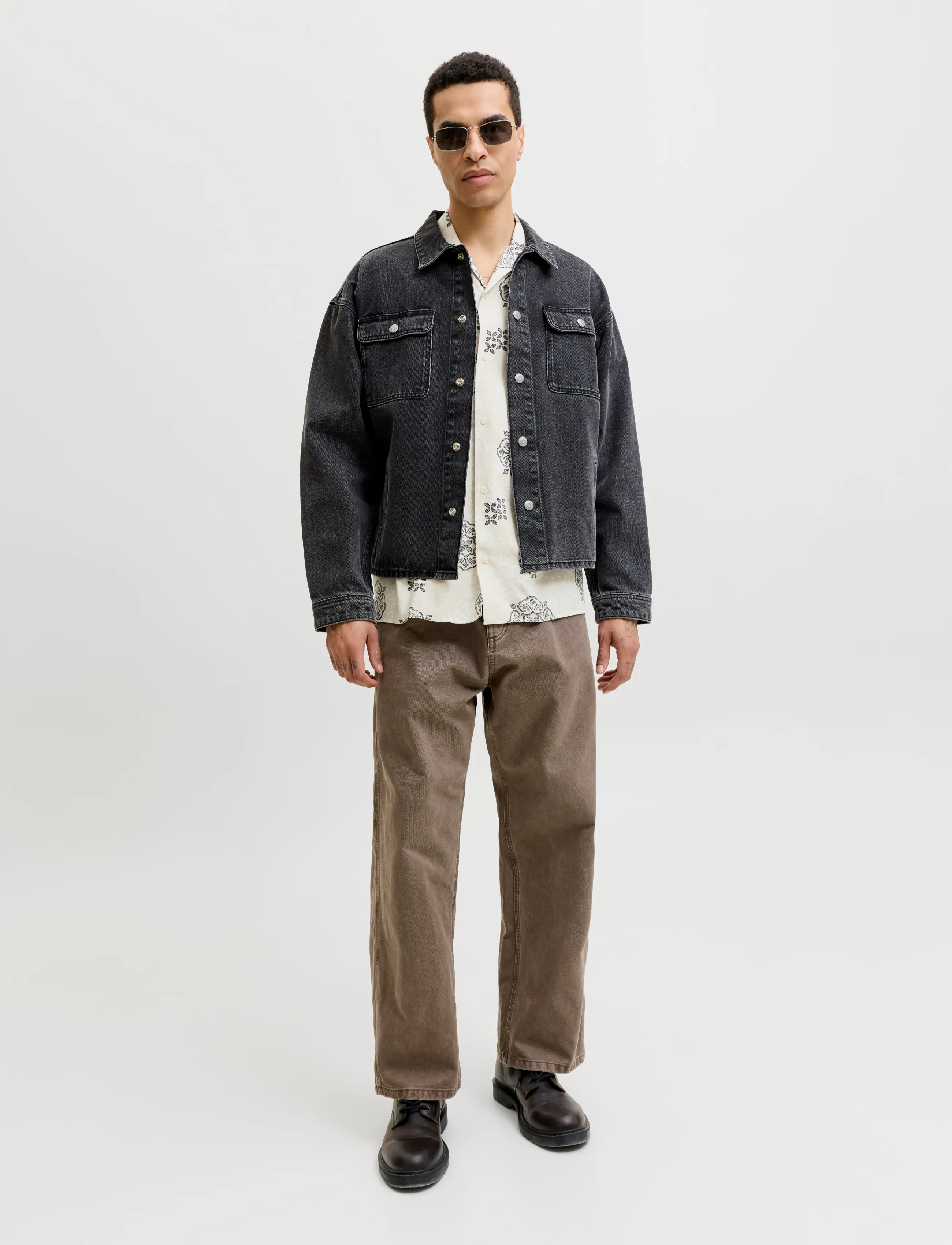 Jack & Jones - JJALFREDO SLUB RESORT SHIRT SS - mönstrade skjortor - moonbeam - 4