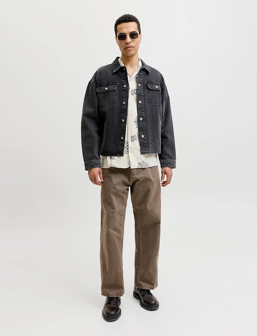Jack & Jones - JJALFREDO SLUB RESORT SHIRT SS - mönstrade skjortor - moonbeam - 4