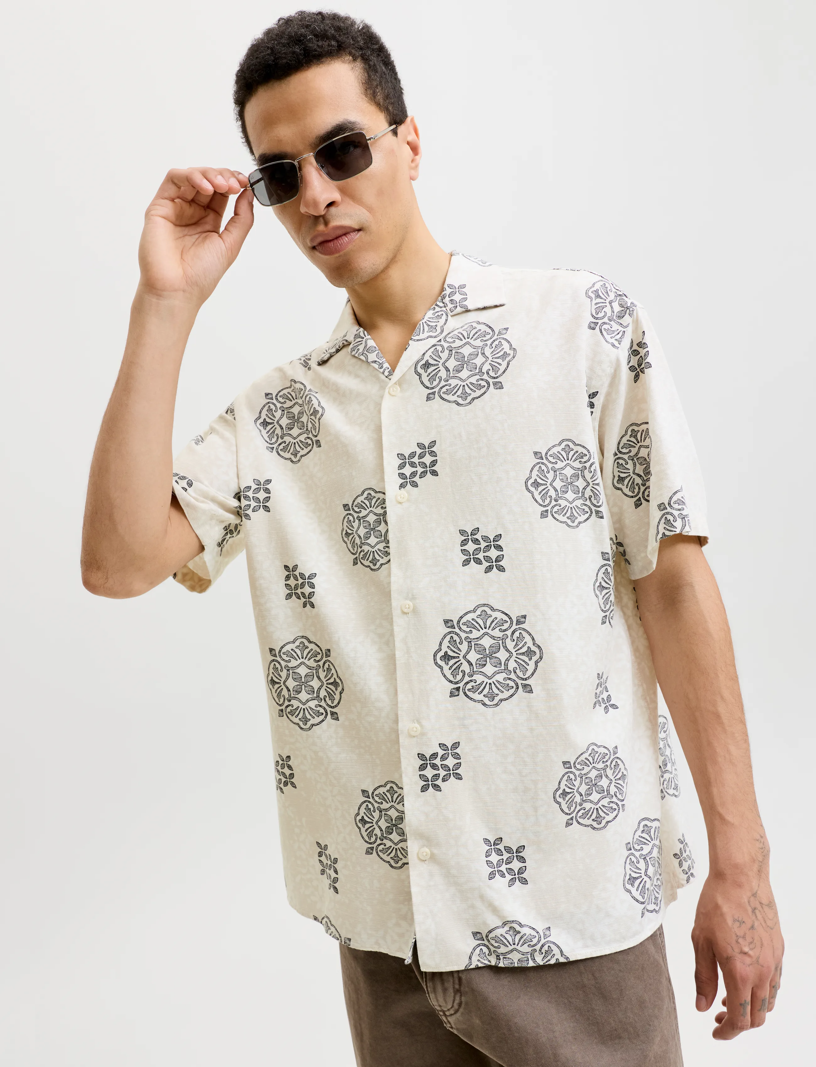 JACK & JONES Jjalfredo Slub Resort Shirt Ss kortärmade skjortor herr – bild 5