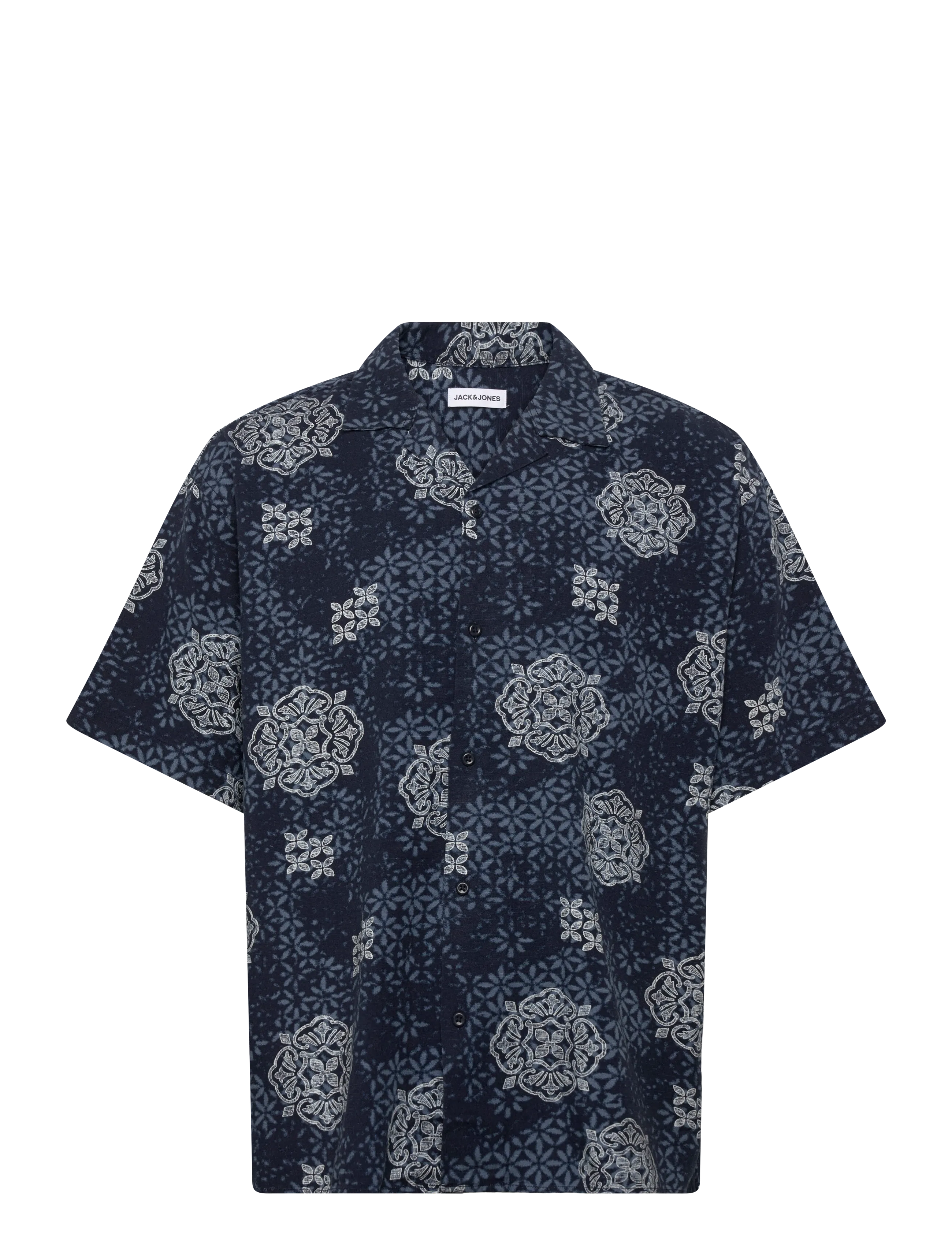 Jack & Jones JJALFREDO SLUB RESORT SHIRT SS - Skjorter - NAVY BLAZER / navy