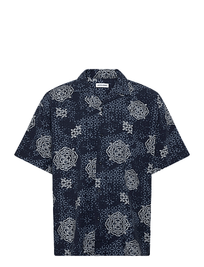Jack & Jones JJALFREDO SLUB RESORT SHIRT SS - Shirts - NAVY BLAZER / navy