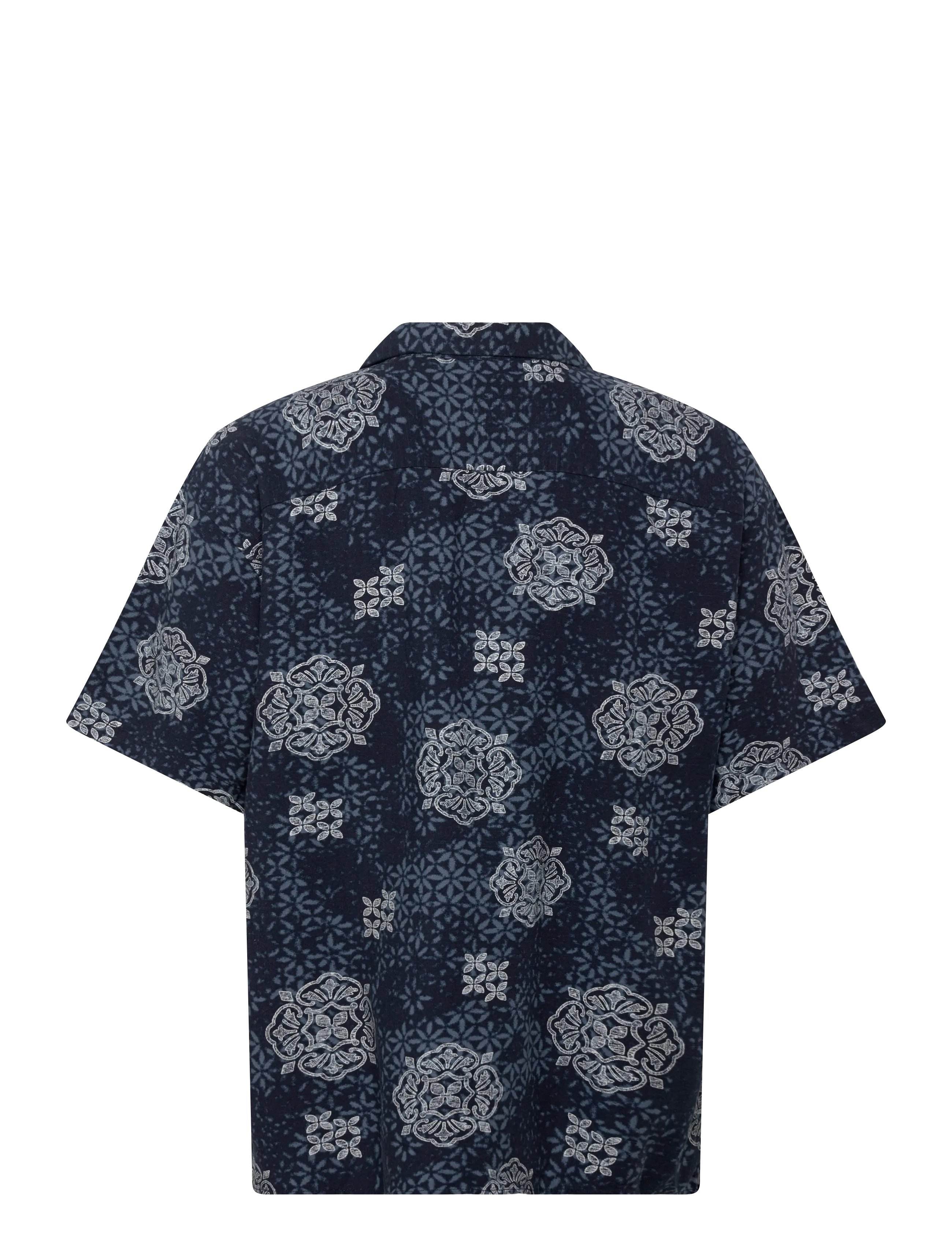 Jack & Jones - JJALFREDO SLUB RESORT SHIRT SS - mønstrede skjorter - navy blazer - 1