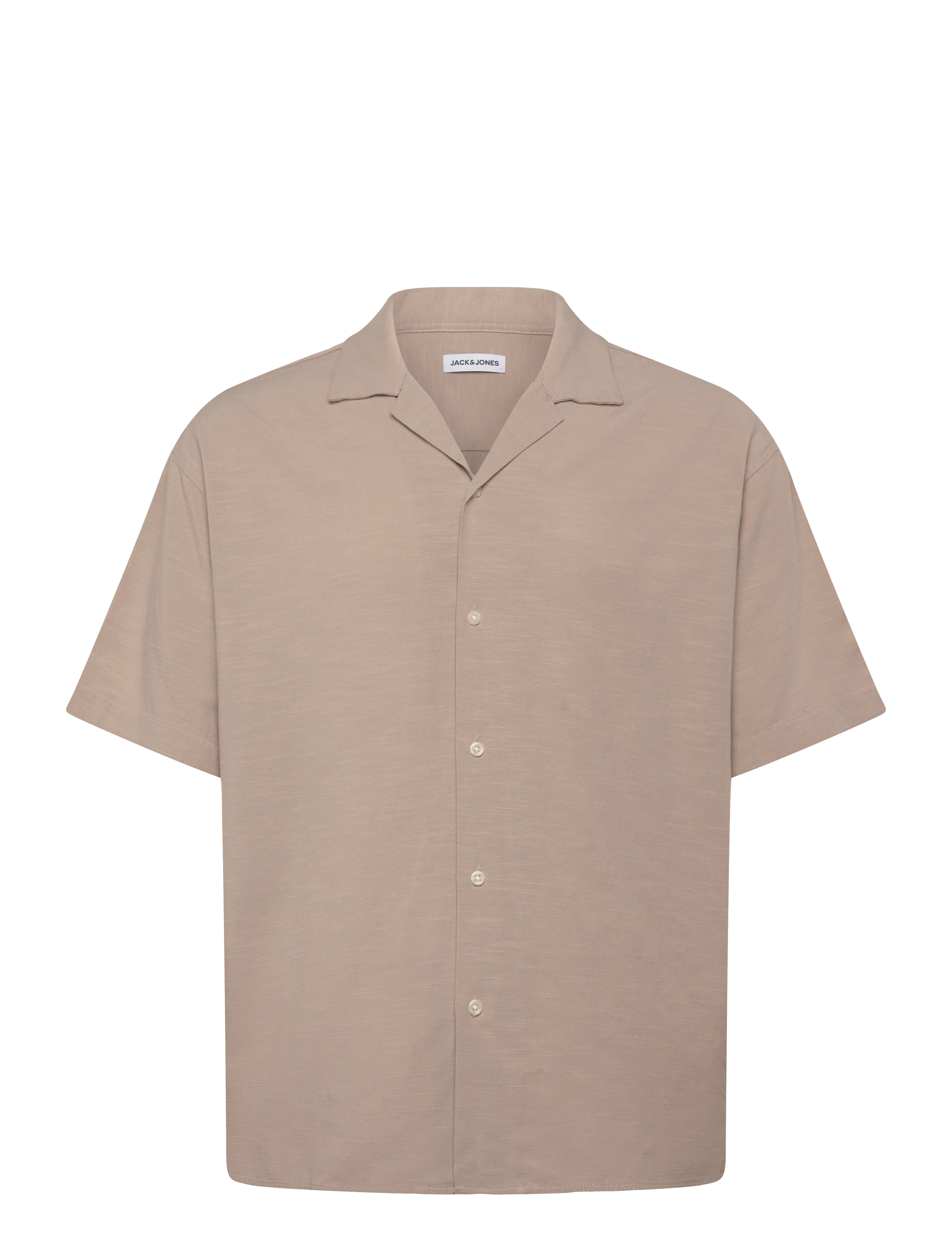 JACK & JONES Jjalfredo Slub Resort Shirt Ss Beige - L - Herren