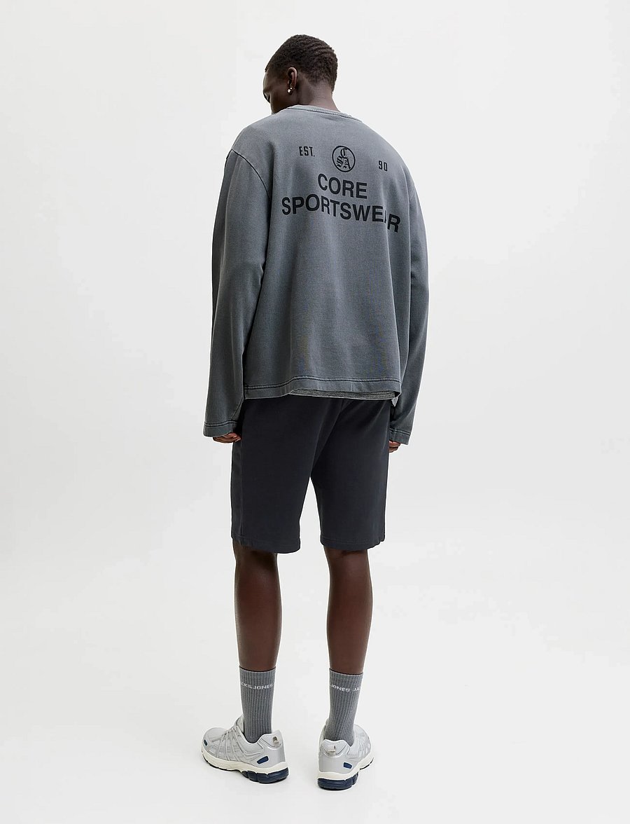 Jack & Jones - JPSTGORDON COLLEGE SWEAT SHORTS MID - sweatshorts - black - 3