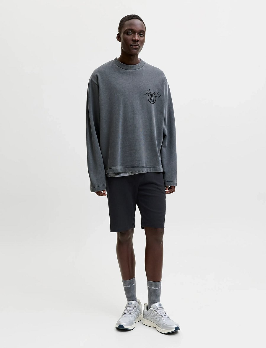Jack & Jones - JPSTGORDON COLLEGE SWEAT SHORTS MID - sweatshorts - black - 4