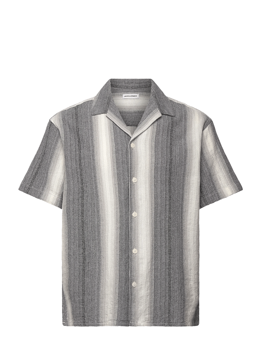 Jack & Jones - JJALVARO DOBBY RESORT SHIRT SS - kurzarmhemden - black - 0
