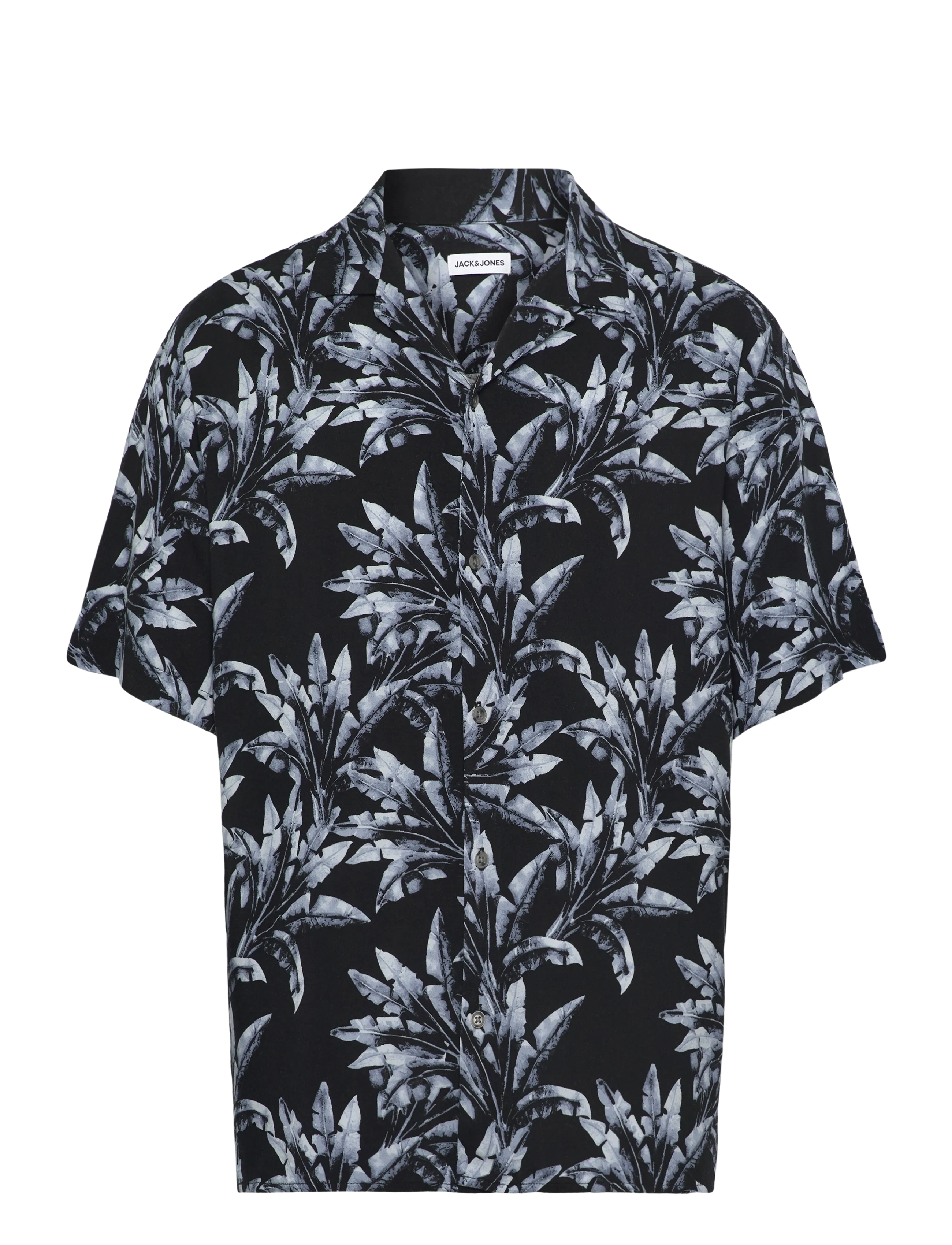 Jack & Jones JJJEFF MONOCHROME AOP RESORT SHIRT SS - Riided - CELESTIAL BLUE / black