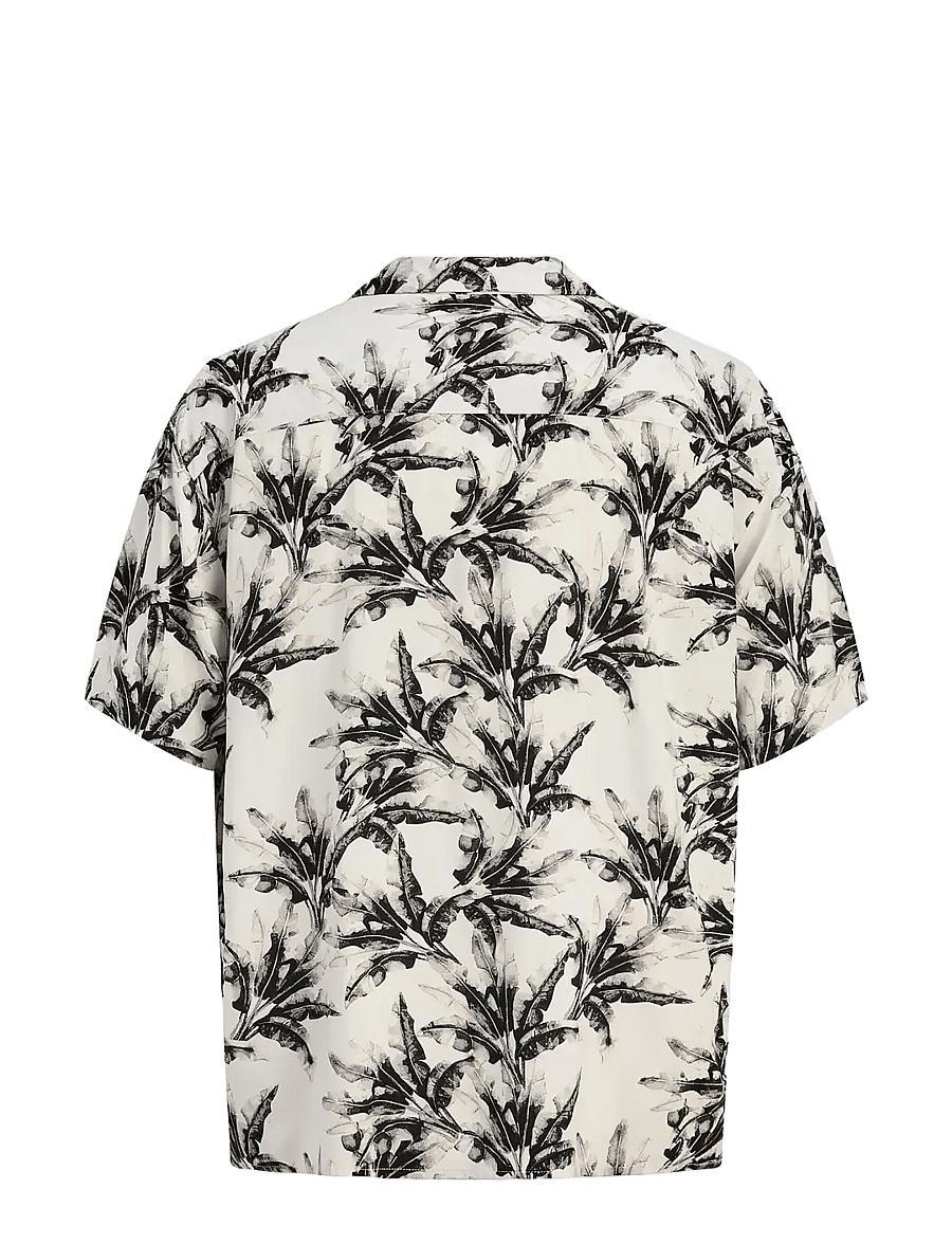 Jack & Jones - JJJEFF MONOCHROME AOP RESORT SHIRT SS - kurzarmhemden - glacier gray - 1
