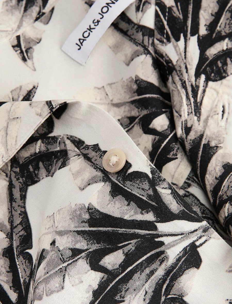 Jack & Jones - JJJEFF MONOCHROME AOP RESORT SHIRT SS - kurzarmhemden - glacier gray - 2