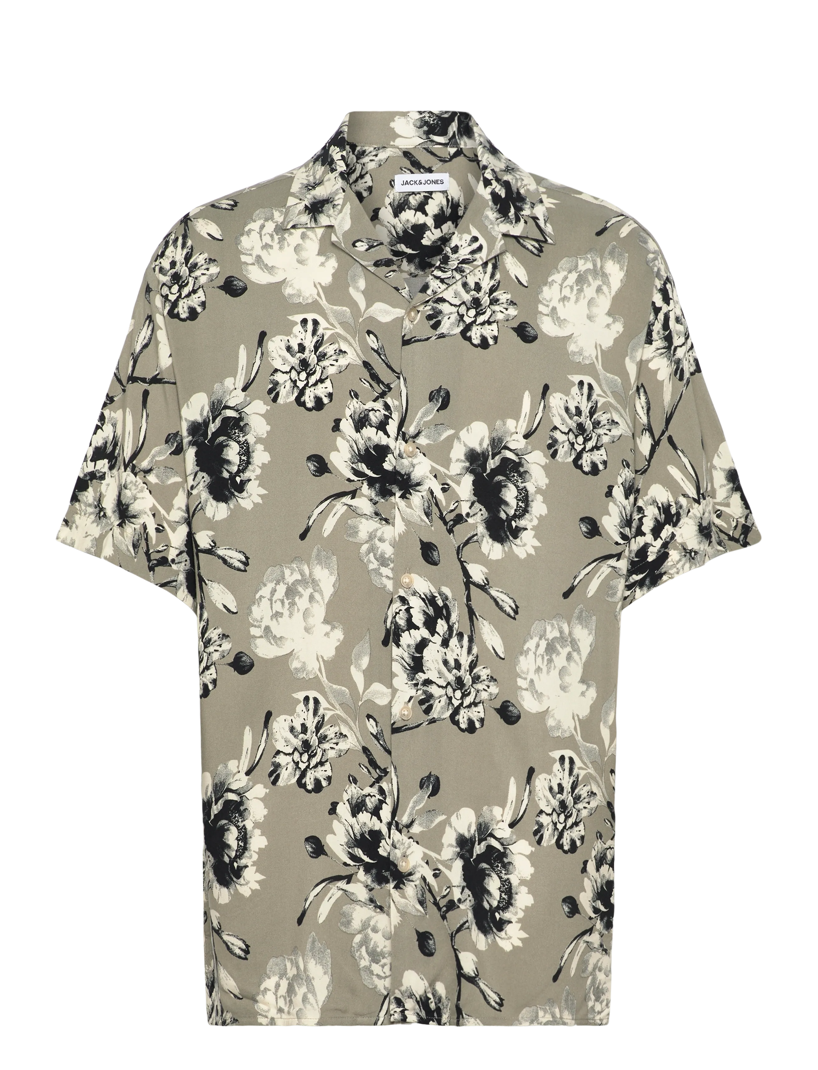 Jack & Jones JJJEFF MONOCHROME AOP RESORT SHIRT SS - Skjorter - VETIVER / khaki/green