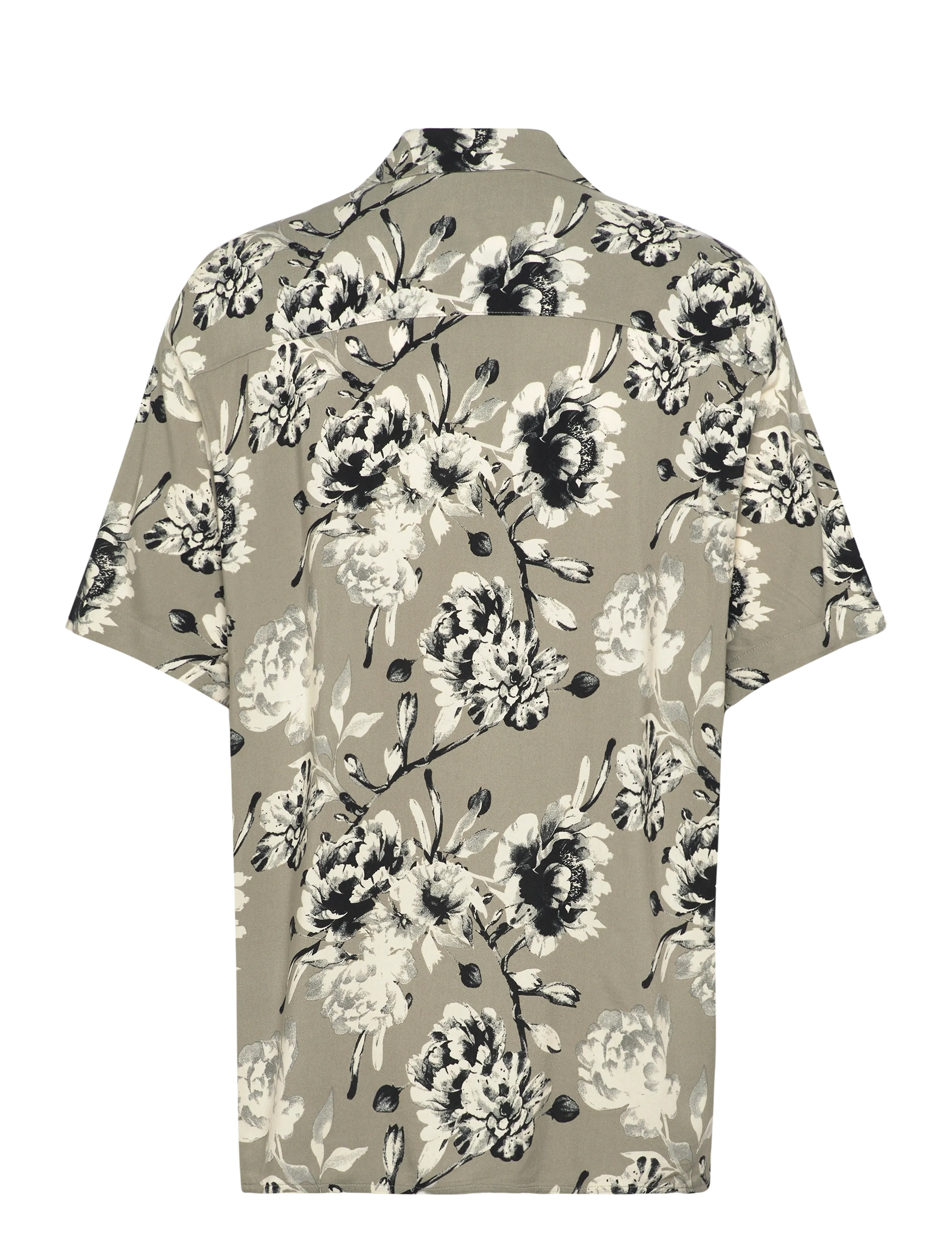 Jack & Jones - JJJEFF MONOCHROME AOP RESORT SHIRT SS - kortærmede skjorter - vetiver - 1
