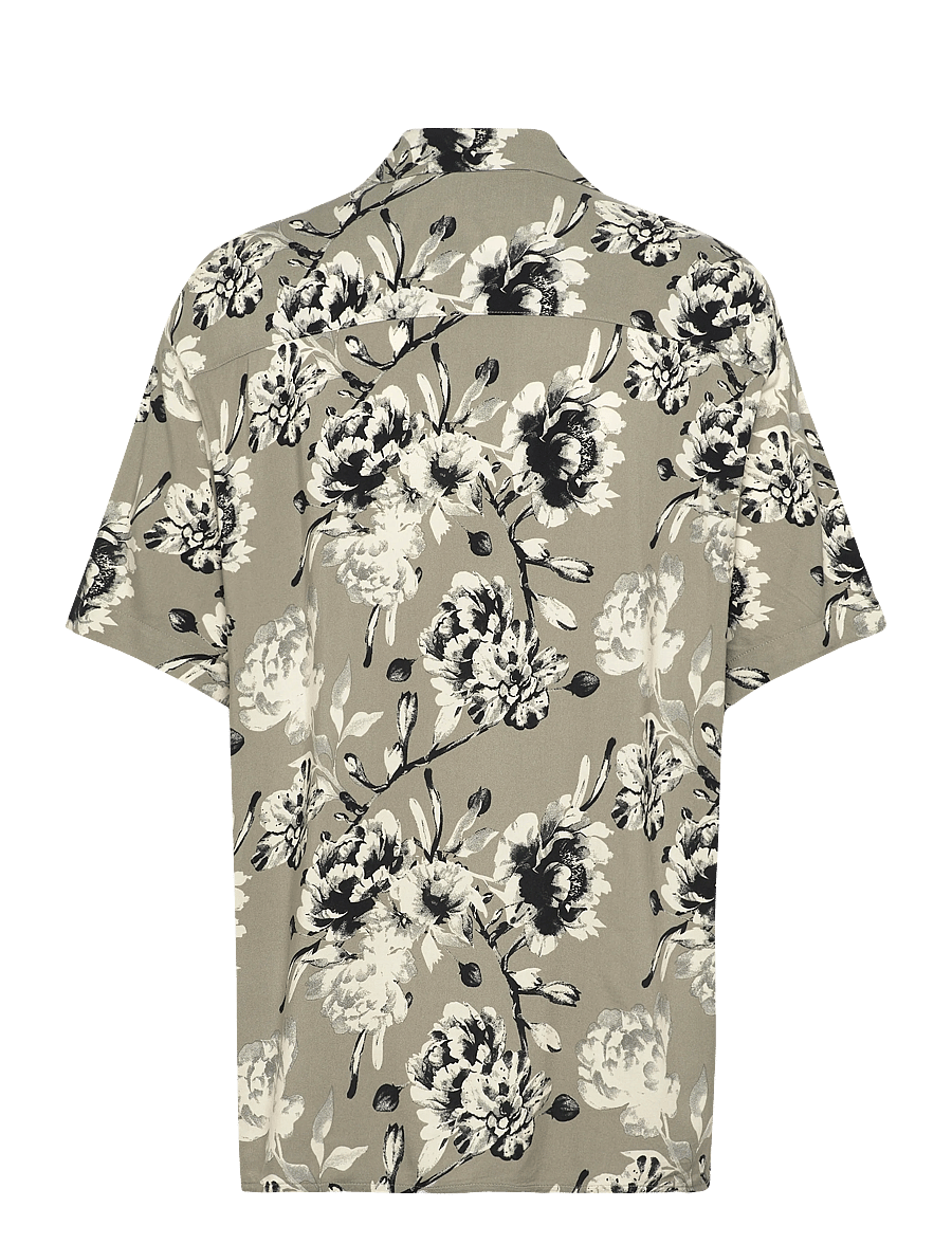 Jack & Jones - JJJEFF MONOCHROME AOP RESORT SHIRT SS - kortærmede skjorter - vetiver - 1