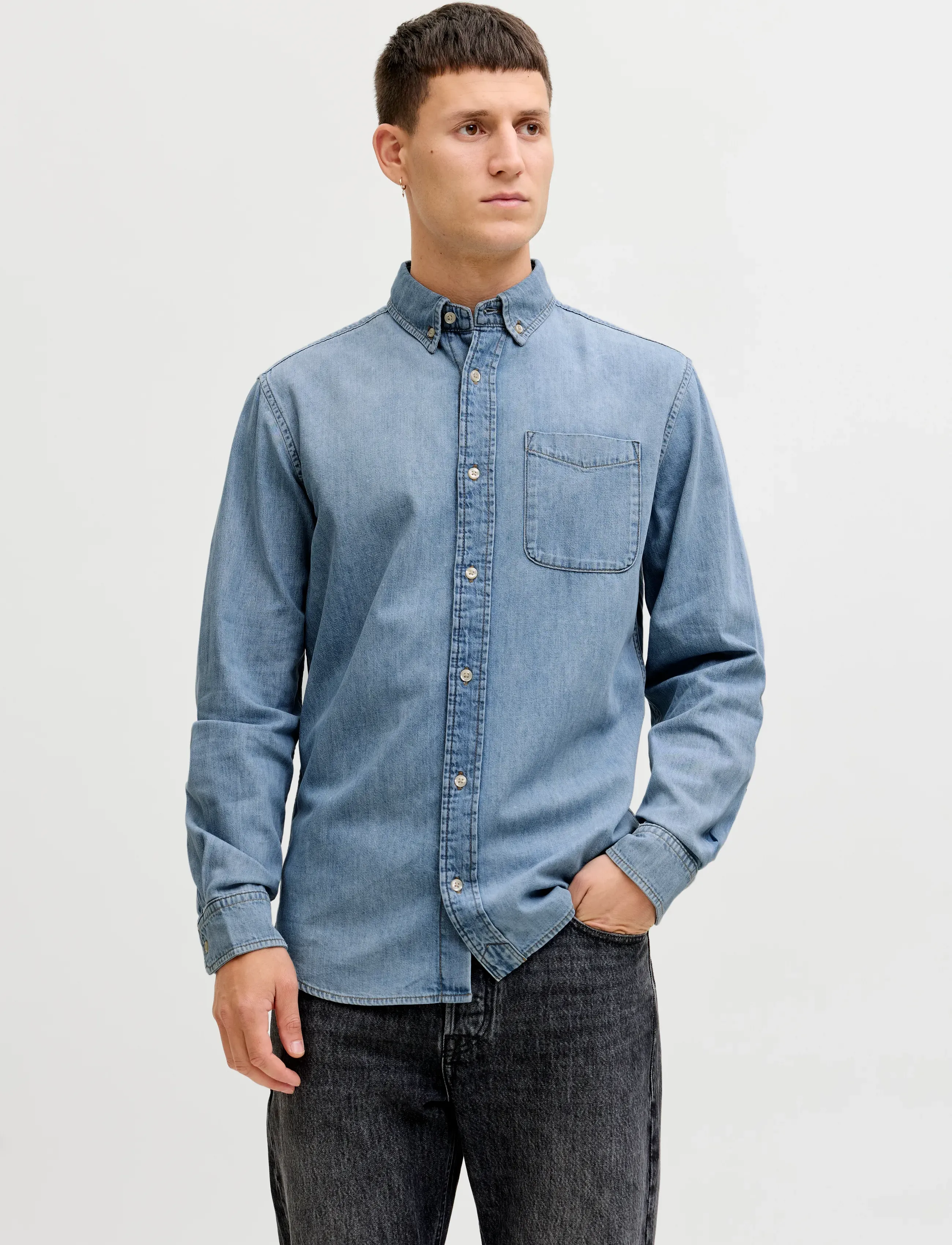Jack & Jones JJEBROOK JJOXFORD SHIRT AKM 990 NOOS - Jeansskjortor - BLUE DENIM / blue