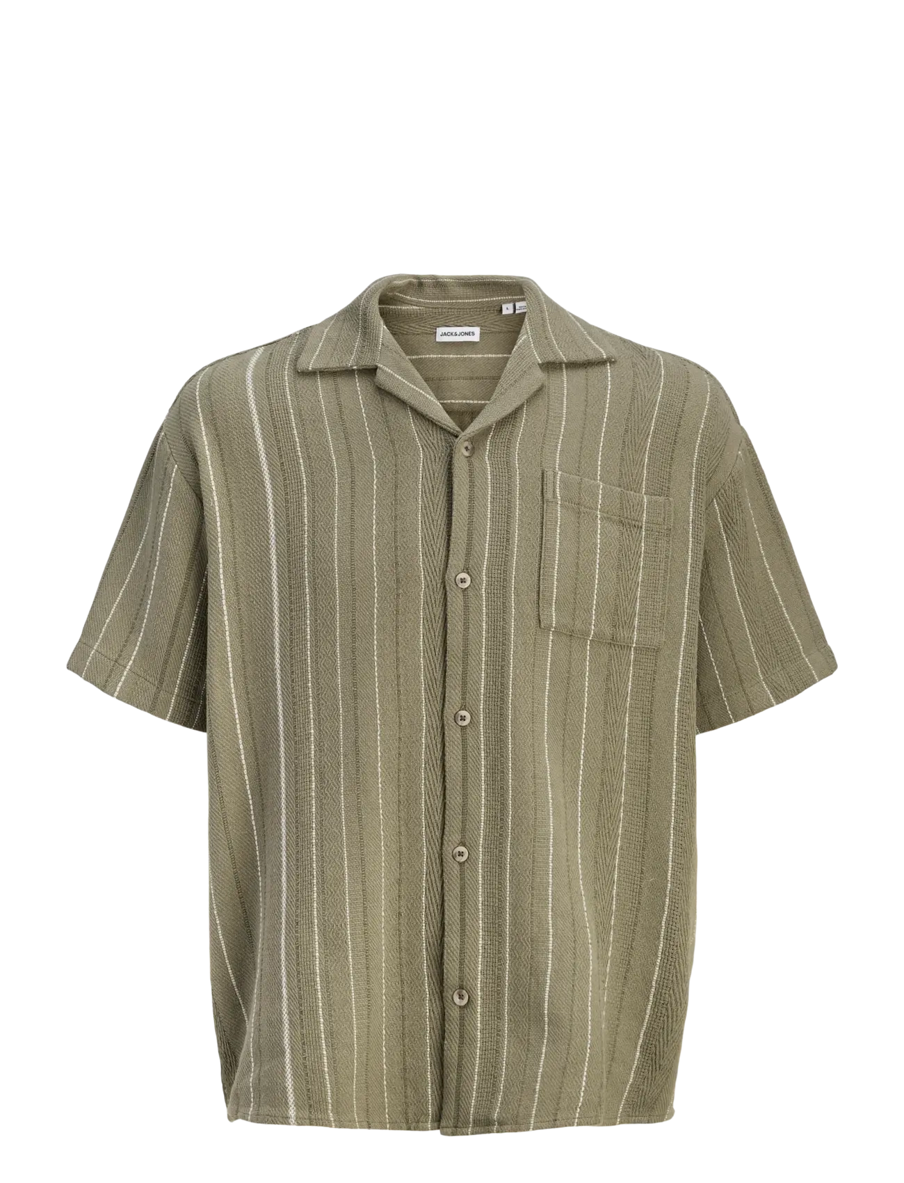 Jack & Jones JJEBRADLEY STRIPED RESORT SHIRT SS LN - Tøj - VETIVER / khaki/green