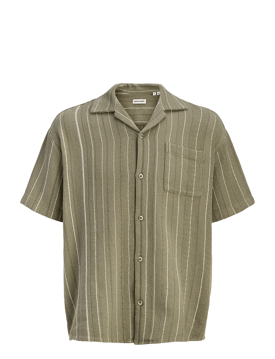 Jack & Jones - JJEBRADLEY STRIPED RESORT SHIRT SS LN - gestreepte overhemden - vetiver - 1