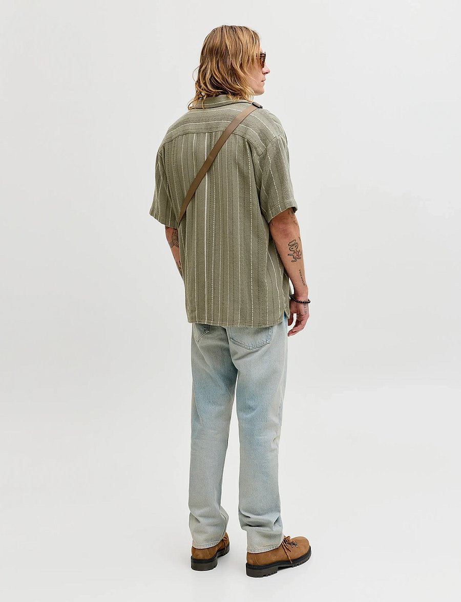 Jack & Jones - JJEBRADLEY STRIPED RESORT SHIRT SS LN - gestreepte overhemden - vetiver - 3