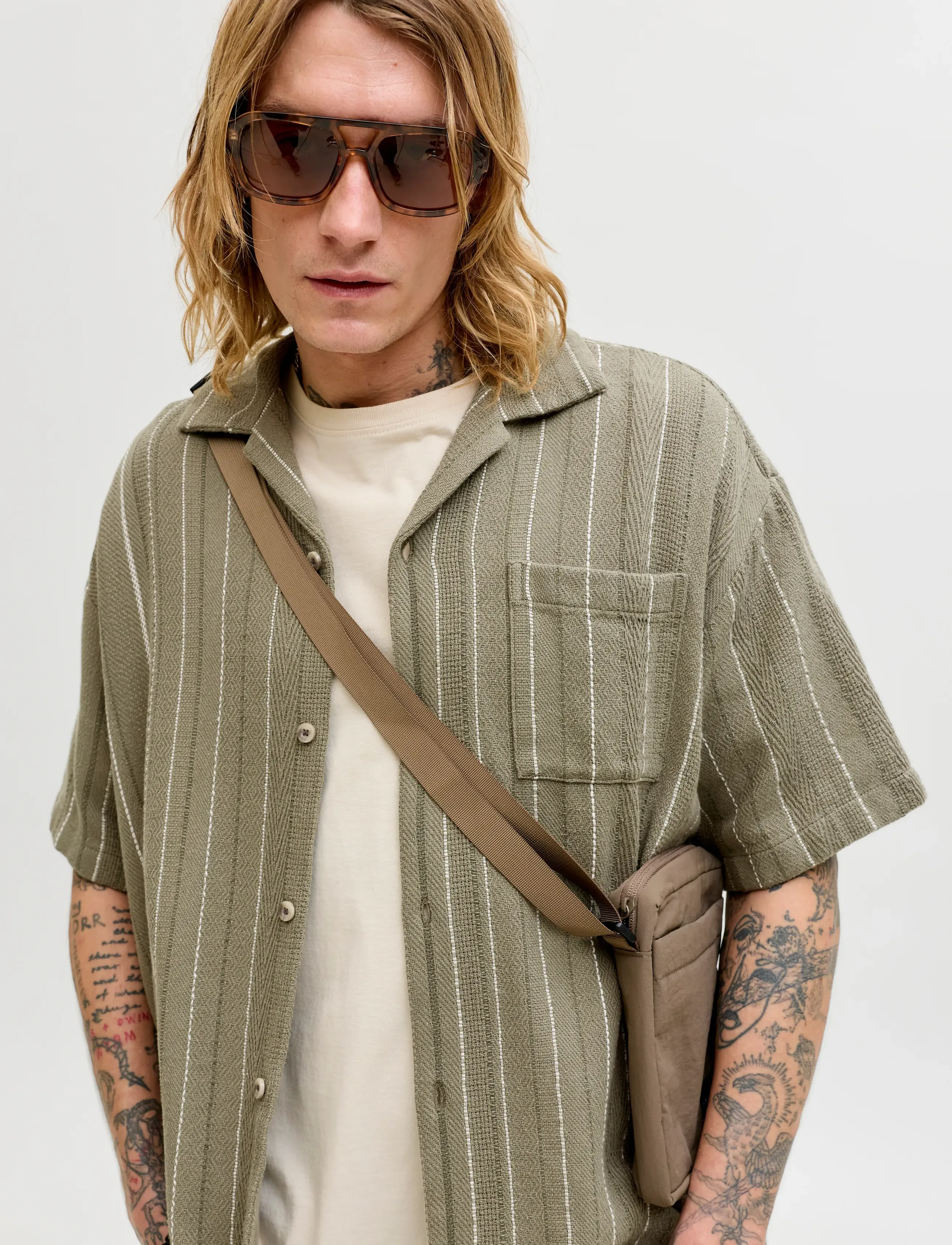 JACK & JONES Jjebradley Striped Resort Shirt Ss Ln kortärmade skjortor herr – bild 5