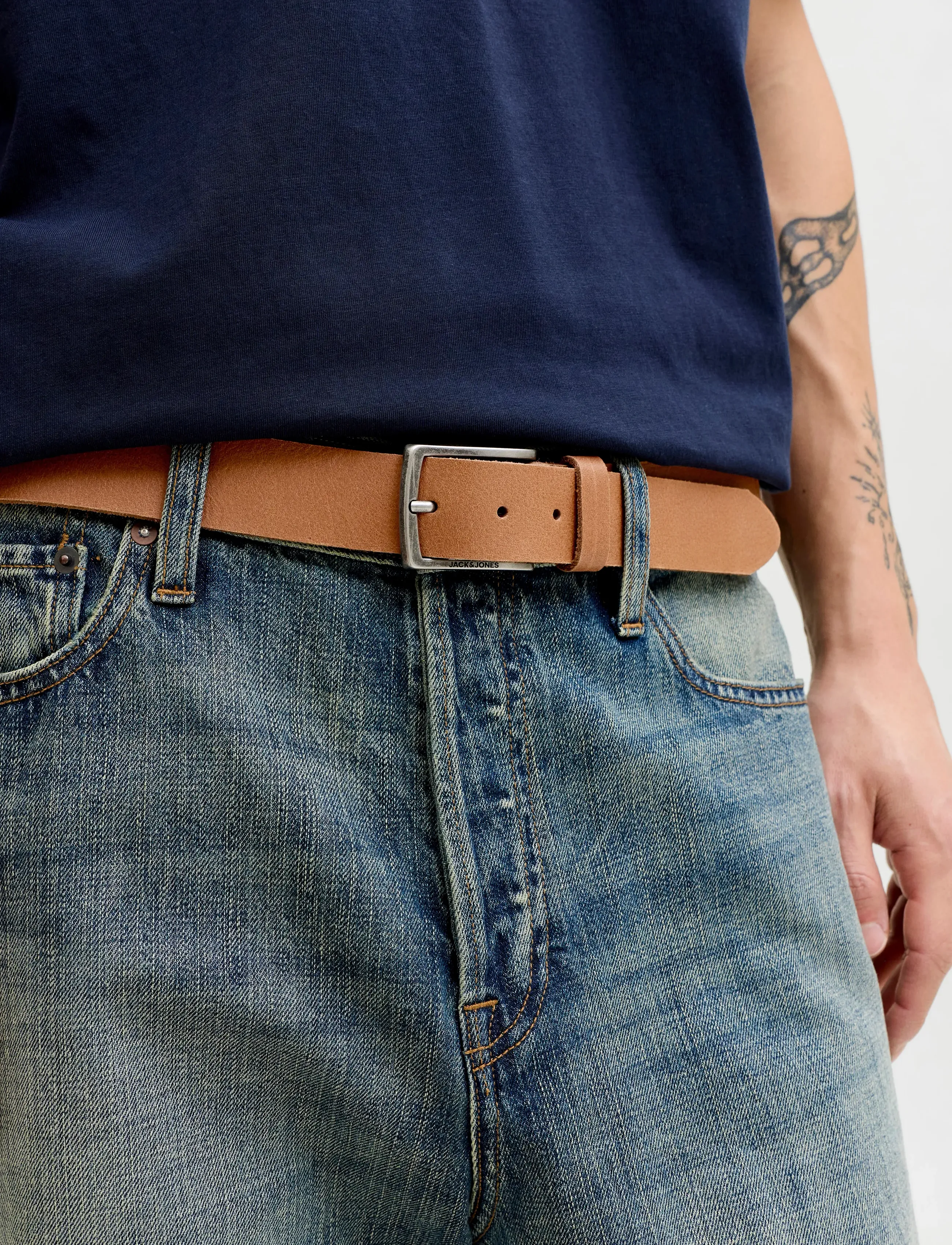 Jack & Jones JACTORINO LEATHER BELT - Kollektioner - COGNAC / brown