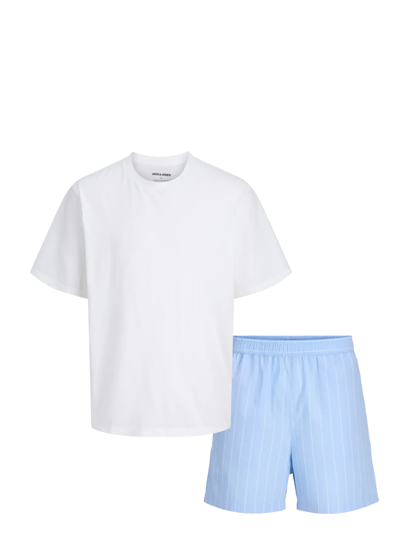 Jack & Jones JACFLORENCE SS TEE AND SHORTS SET W - Nattøj - CHAMBRAY BLUE / white