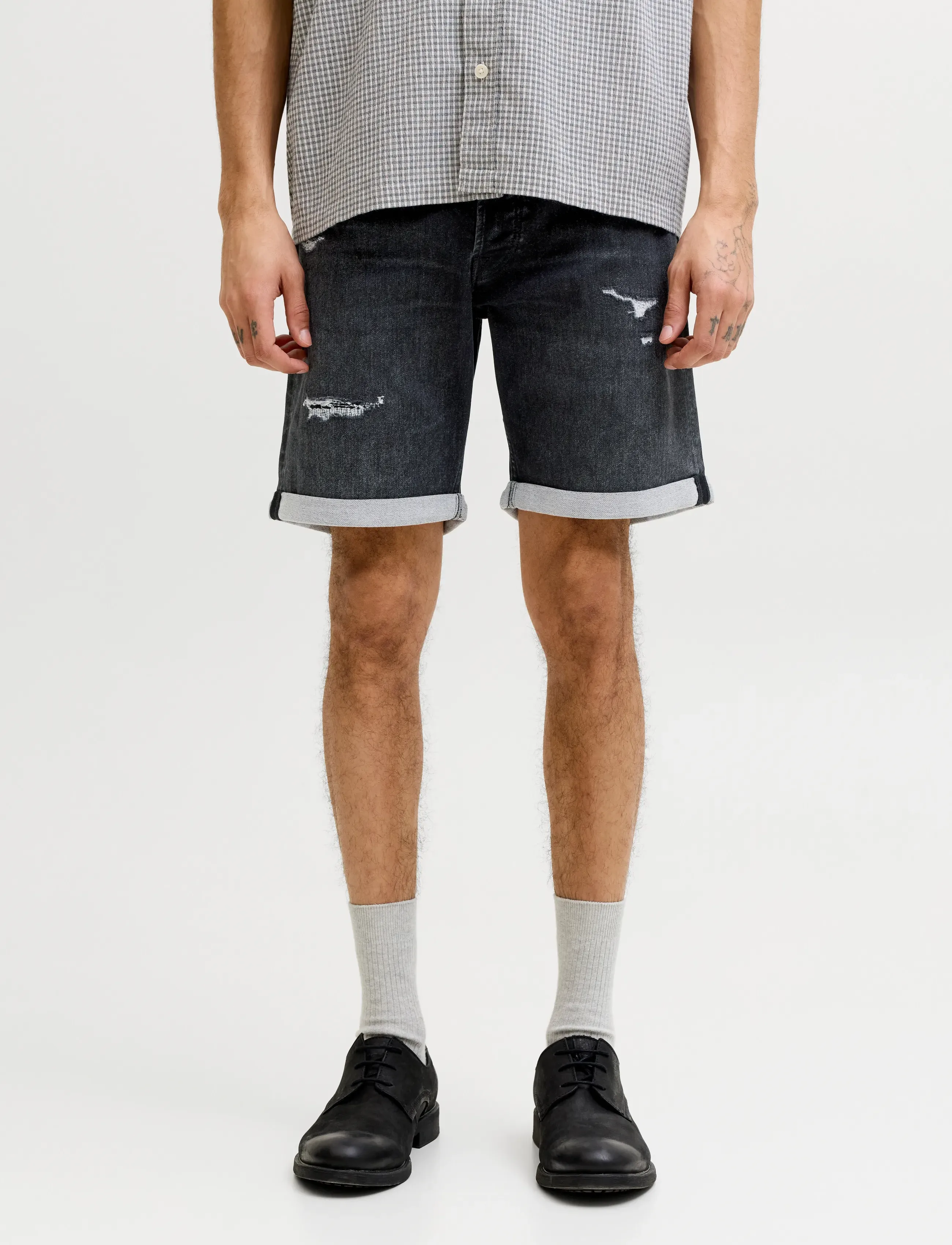Jack & Jones JJIRICK JJICON I.K. SHORTS GE 066 - Kollektioner - BLACK DENIM / black