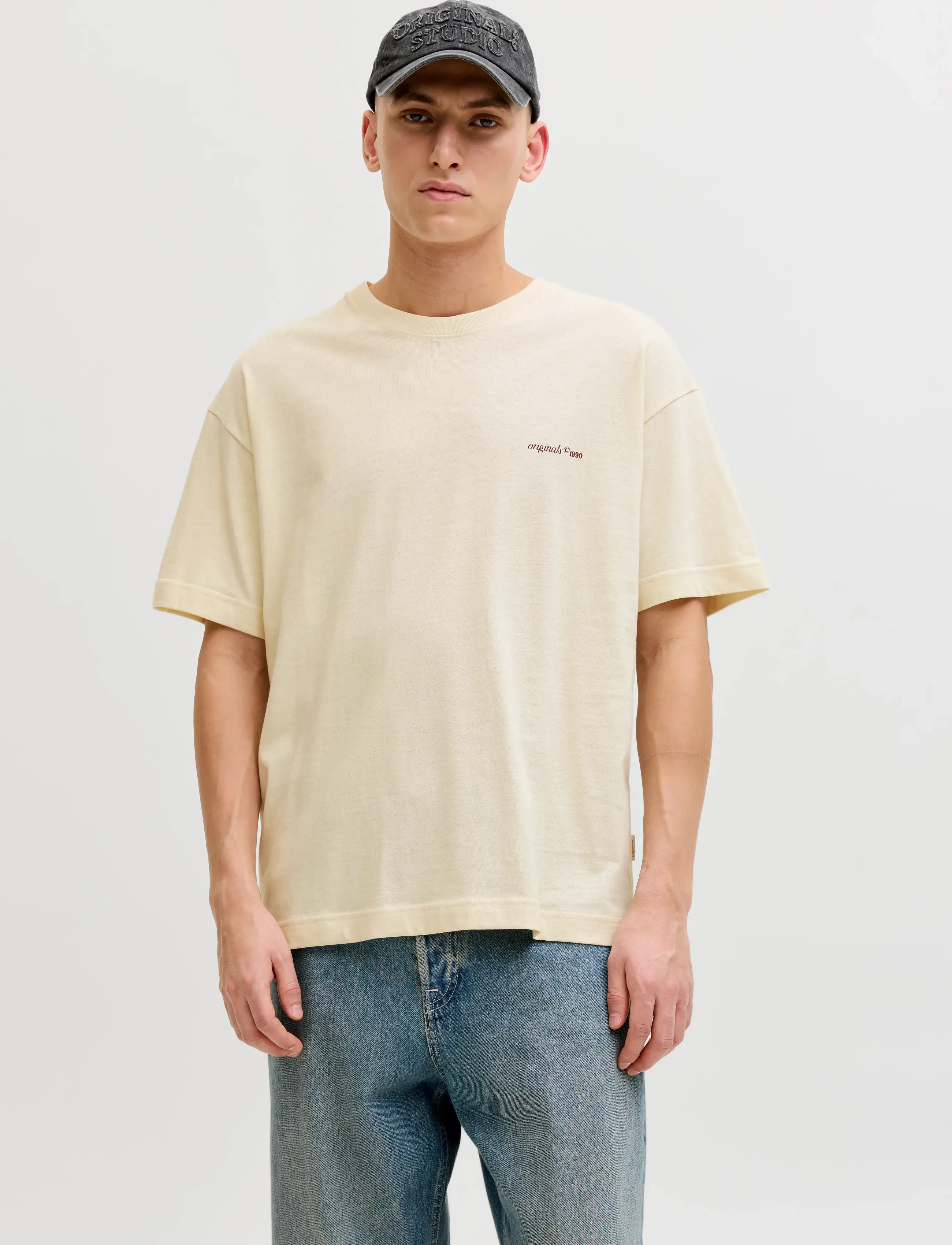 Jack & Jones Jormontauk Back Graphic Tee Sscn Ea26 Sn, S, Cream, T-Shirts > Kortærmede, Herre