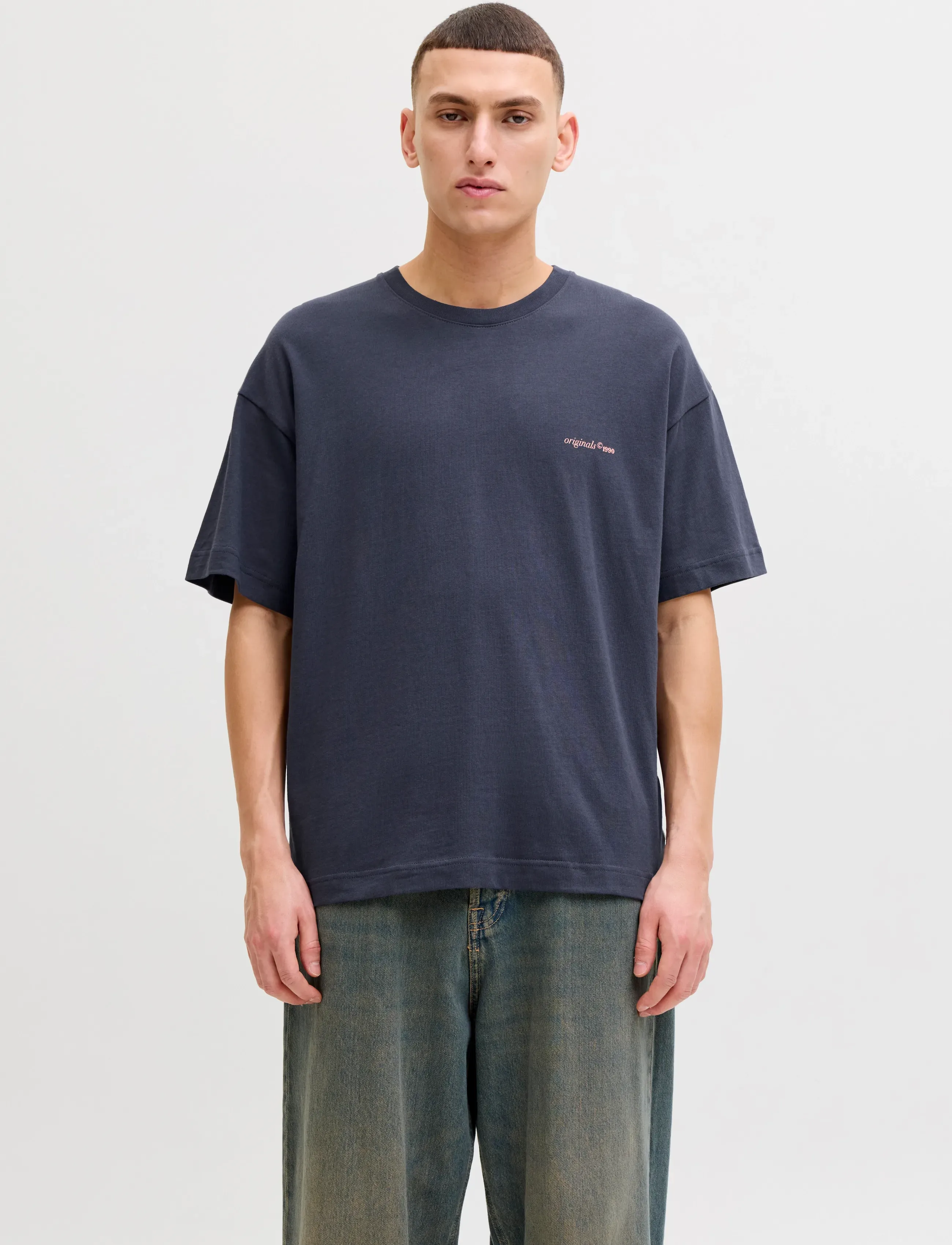 Jack & Jones Jormontauk Back Graphic Tee Sscn Ea26 Sn, L, Navy, T-Shirts > Kortærmede, Herre