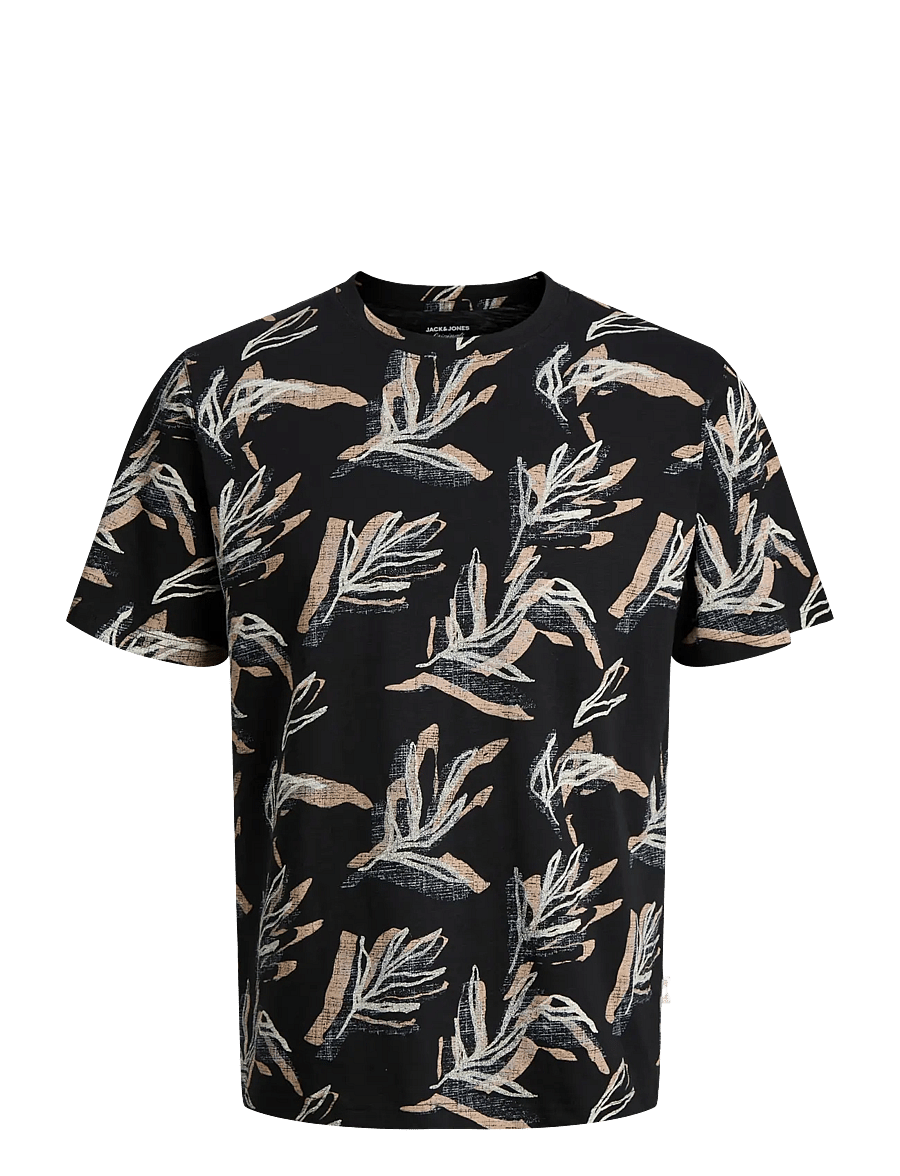 Jack & Jones - JORMONTAUK AOP TEE CREW NECK - kortärmade t-shirts - black - 1