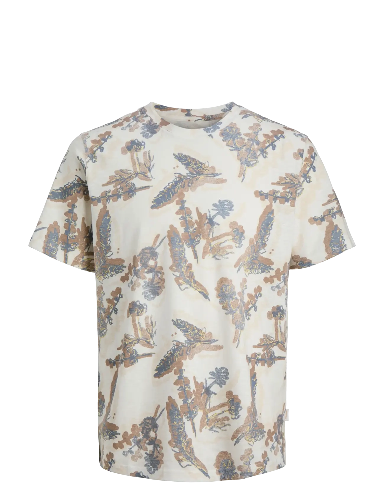 JACK & JONES Jormontauk Aop Tee Crew Neck Cream - XS - Herren