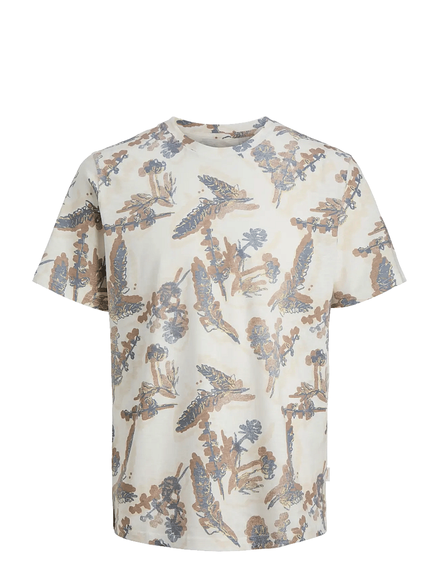 Jack & Jones - JORMONTAUK AOP TEE CREW NECK - kortärmade t-shirts - cloud dancer - 1