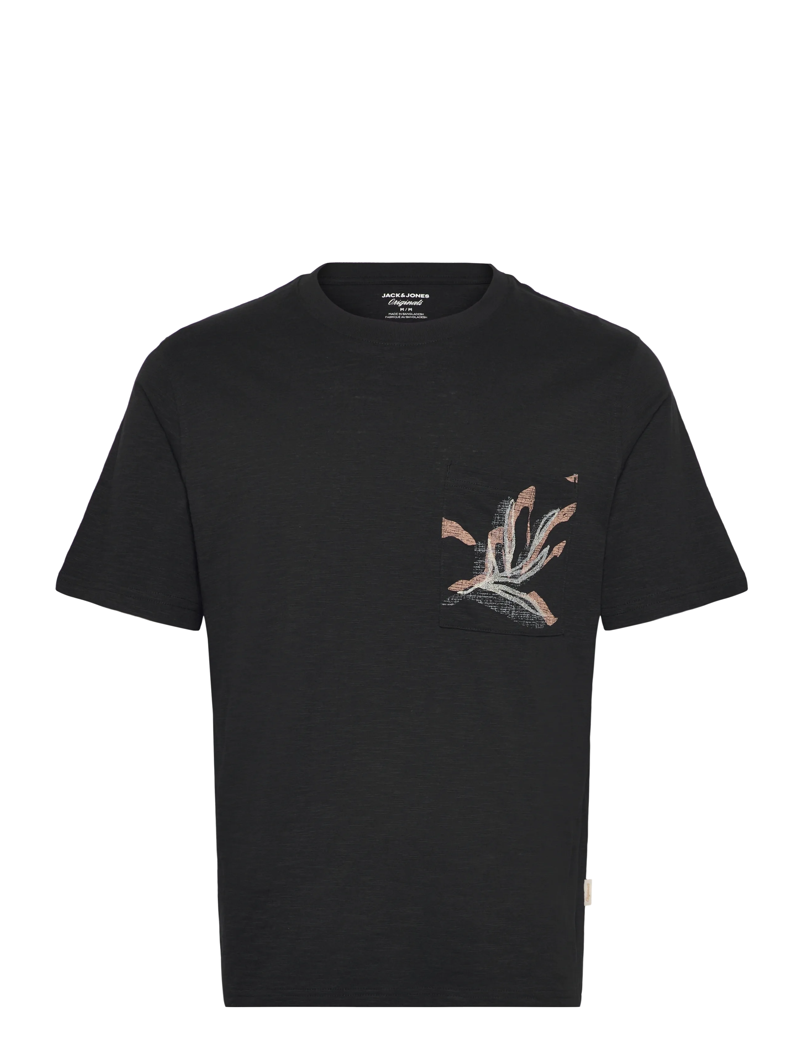 Jack & Jones Jormontauk Aop Pocket Tee Cn, M, T-shirts, Schwarz - Short-sleeved, Männerswear