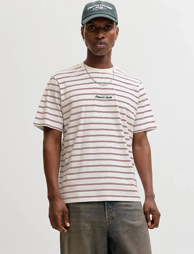Jack & Jones - JORNORREBRO STRIPE TEE SS CN LN - kurzärmelig - cabernet - 0