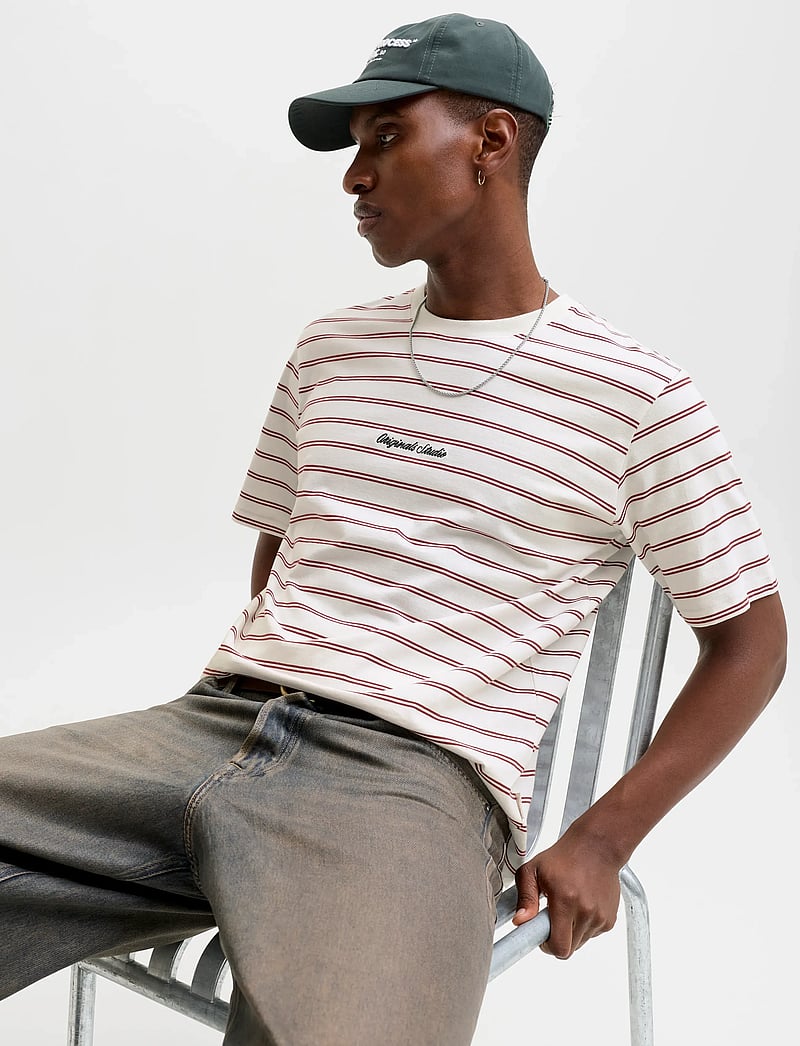 Jack & Jones - JORNORREBRO STRIPE TEE SS CN LN - kurzärmelig - cabernet - 5