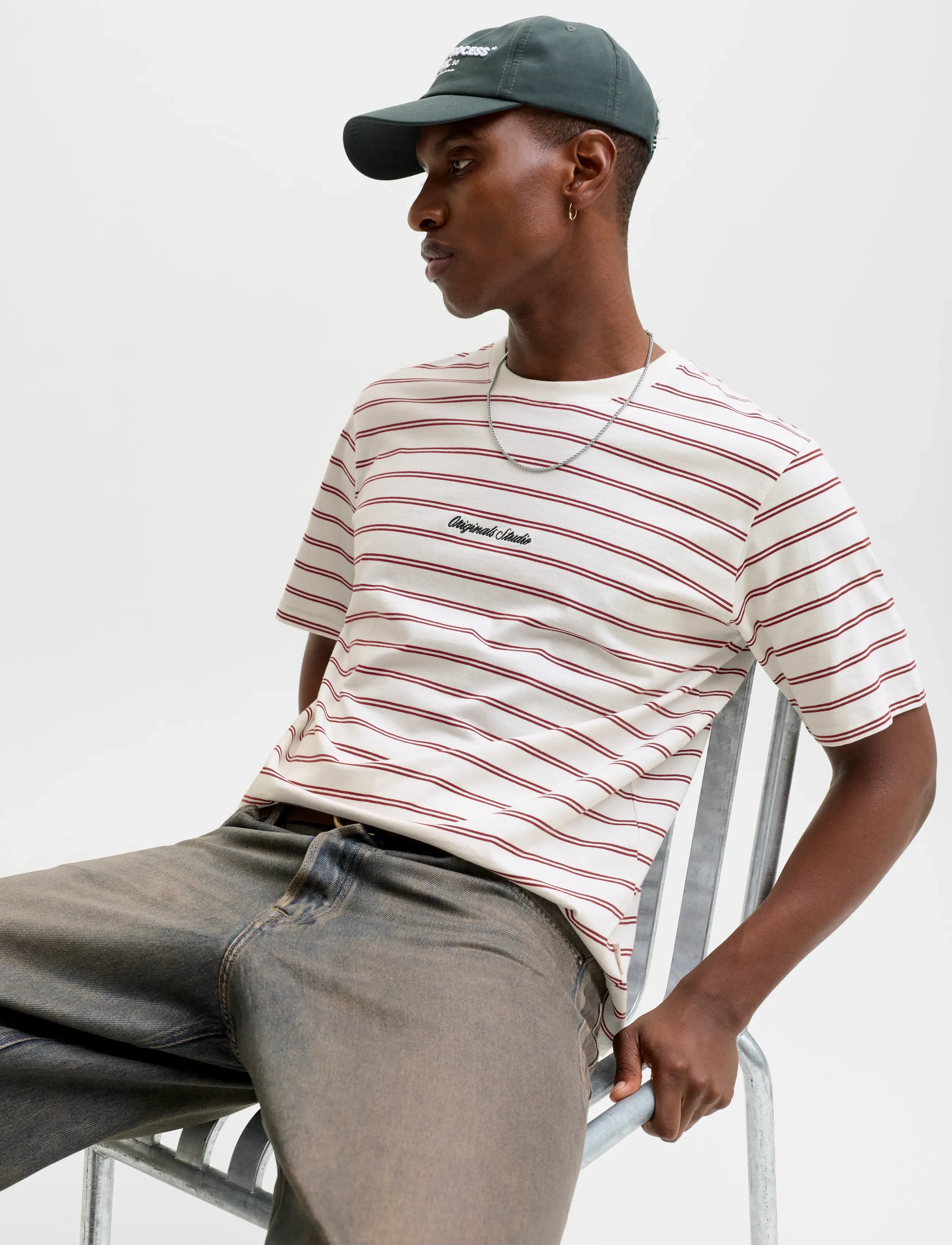Jack & Jones - JORNORREBRO STRIPE TEE SS CN LN - kortærmede t-shirts - cabernet - 5