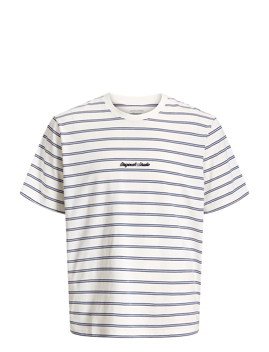 Jack & Jones - JORNORREBRO STRIPE TEE SS CN LN - kurzärmelige t-shirts - cloud dancer - 0
