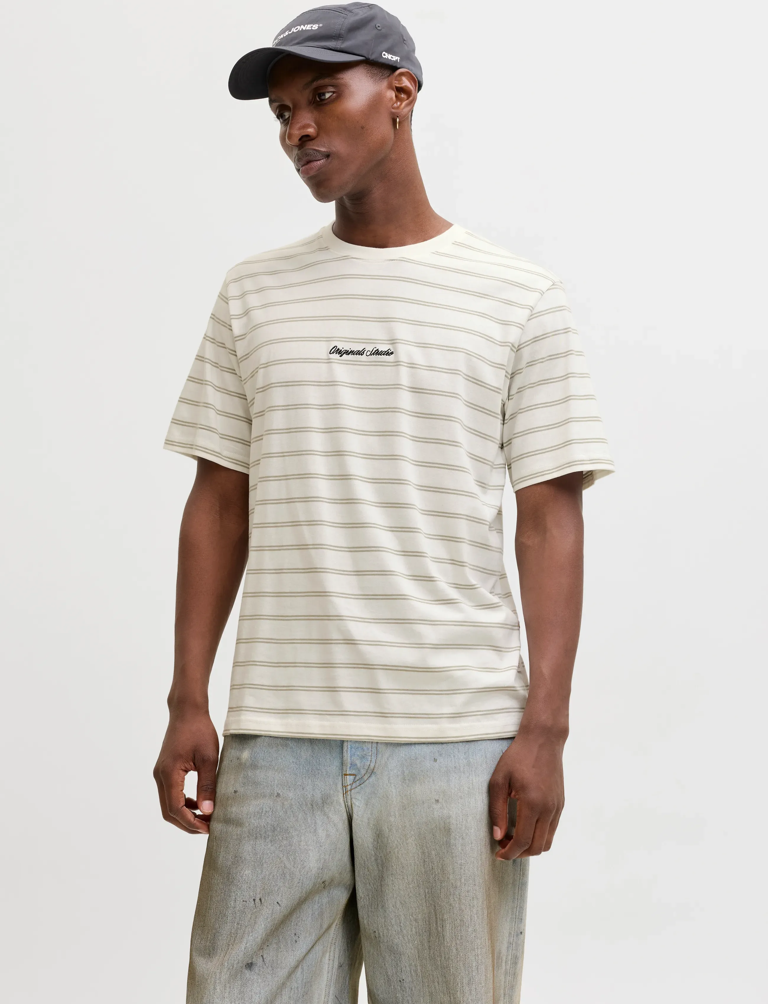 Jack & Jones JORNORREBRO STRIPE TEE SS CN LN - T-shirts - SEAGRASS / cream