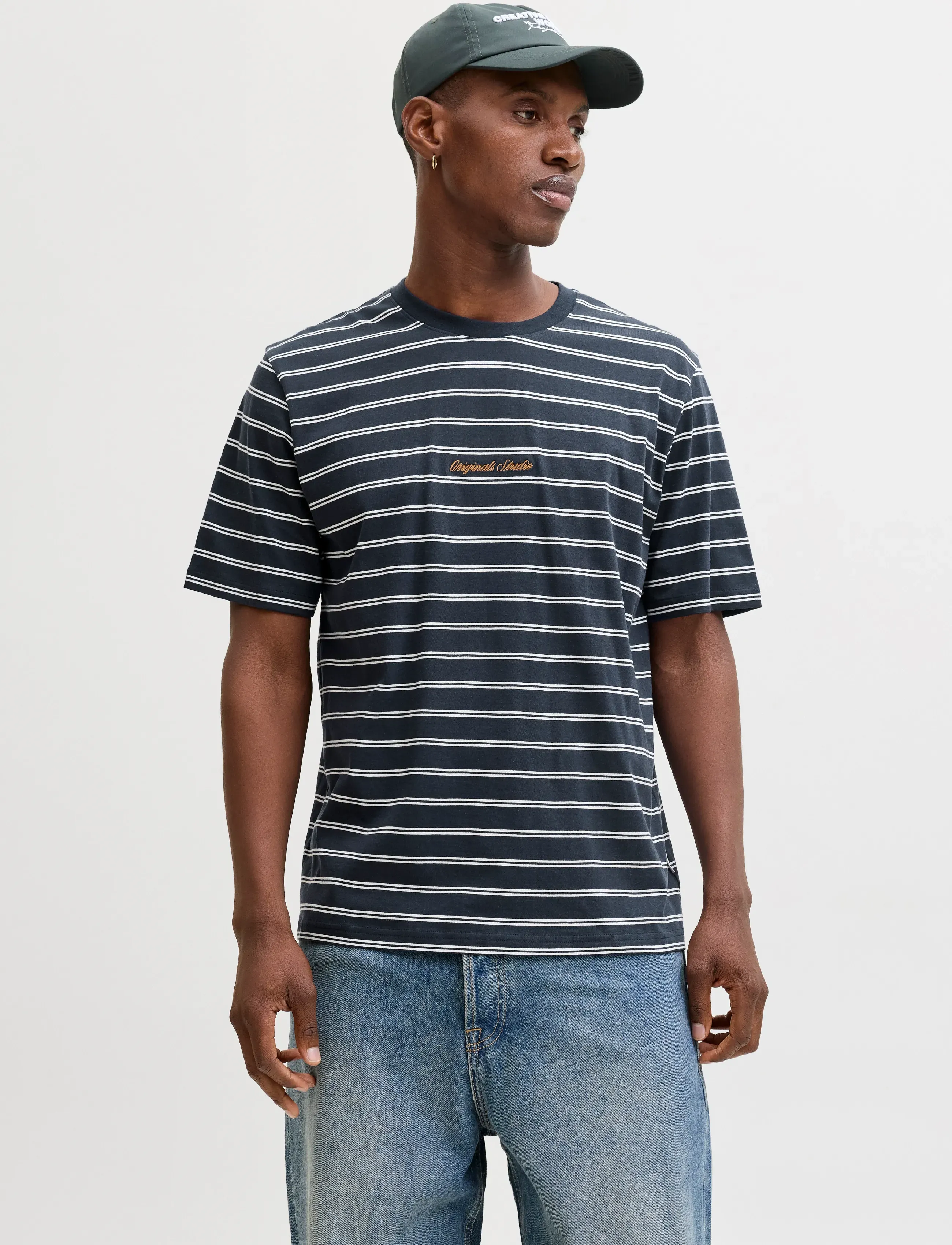 Jack & Jones JORNORREBRO STRIPE TEE SS CN LN - Uus - SKY CAPTAIN / navy