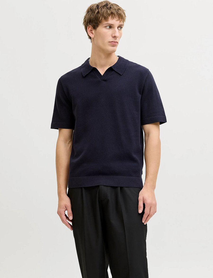 Jack & Jones - JPRBLAMILANO SPRING SPLIT NECK SS SN - kortärmade pikéer - night sky - 0