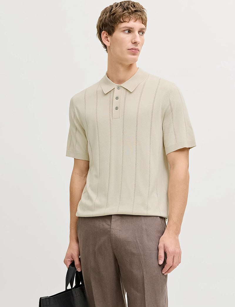 Jack & Jones - JPRBLAWILLIAM STRUCTURE KNIT POLO SS SN - gestrickte polohemden - ancient scroll - 0