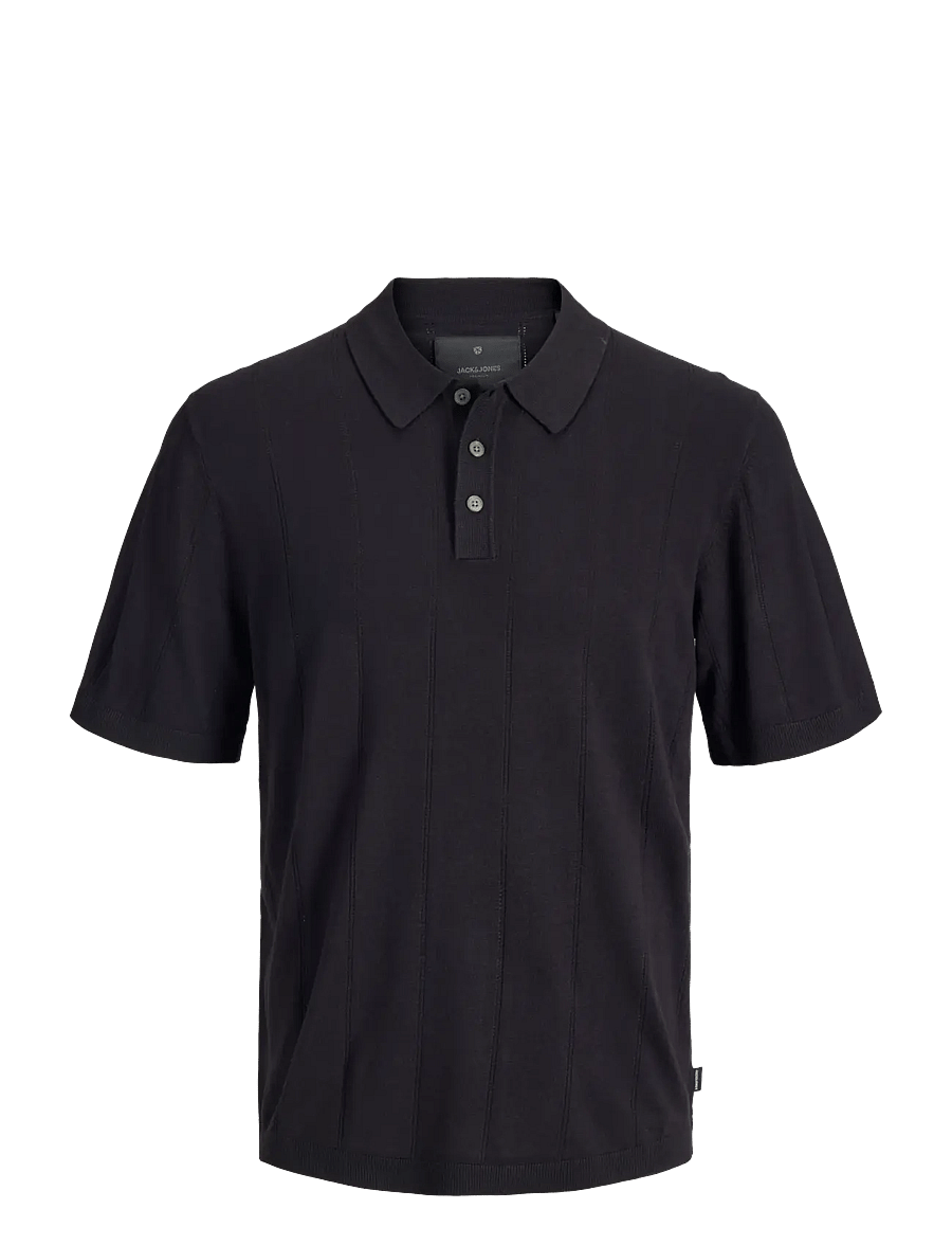 Jack & Jones - JPRBLAWILLIAM STRUCTURE KNIT POLO SS SN - stickade pikéer - black - 1