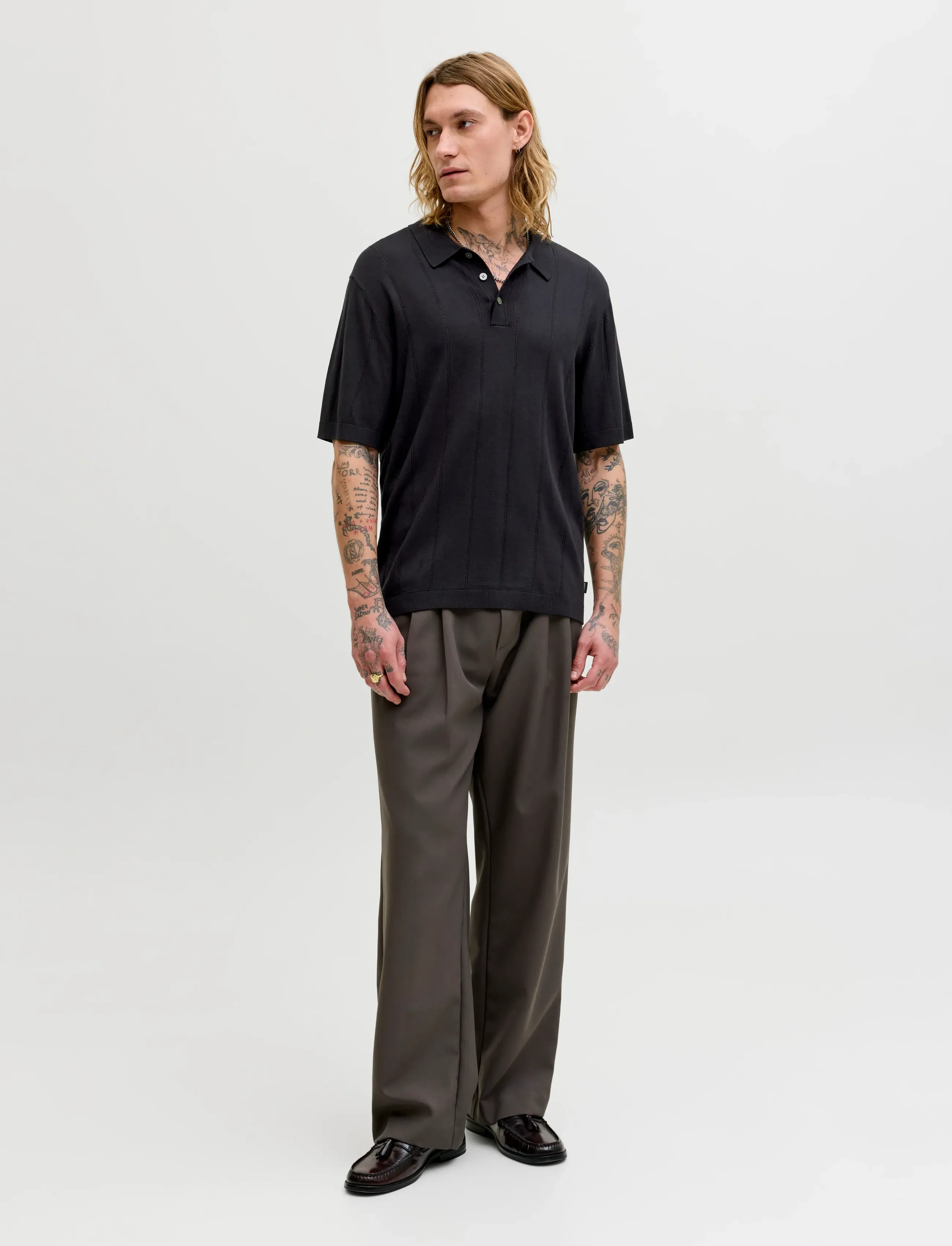 Jack & Jones - JPRBLAWILLIAM STRUCTURE KNIT POLO SS SN - knitted polos - black - 3