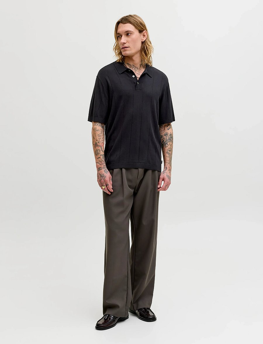 Jack & Jones - JPRBLAWILLIAM STRUCTURE KNIT POLO SS SN - stickade pikéer - black - 3