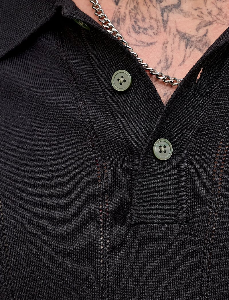 Jack & Jones - JPRBLAWILLIAM STRUCTURE KNIT POLO SS SN - polostrik - black - 4