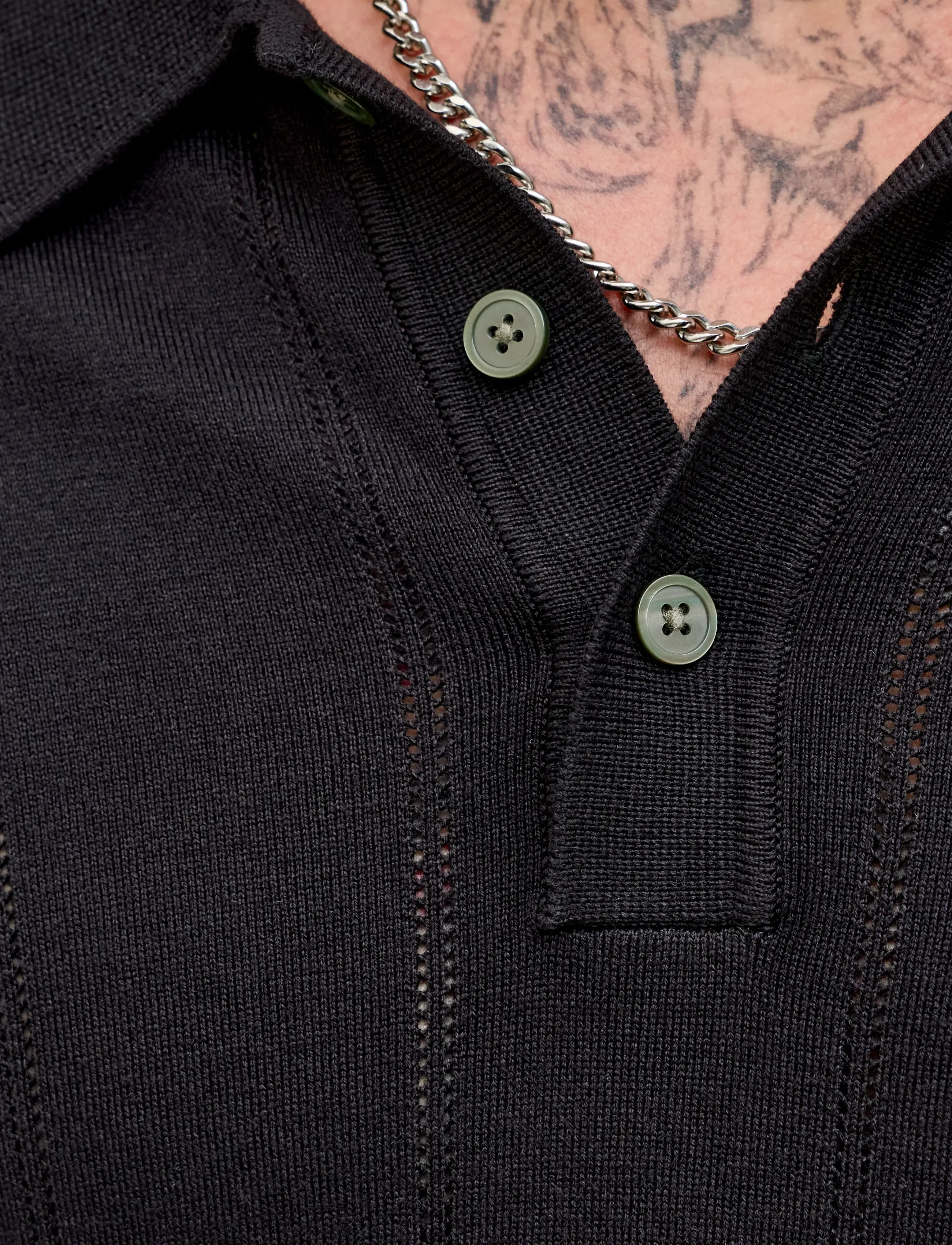 Jack & Jones - JPRBLAWILLIAM STRUCTURE KNIT POLO SS SN - knitted polos - black - 4