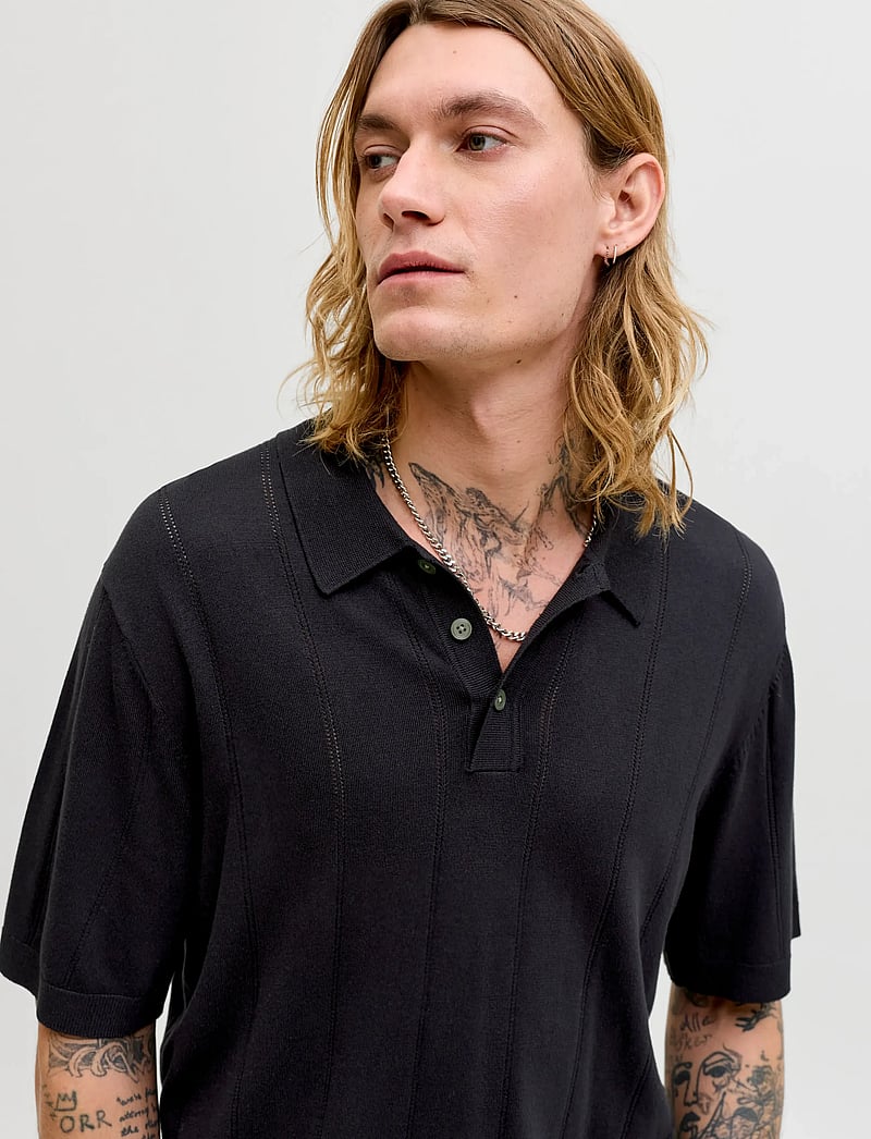 Jack & Jones - JPRBLAWILLIAM STRUCTURE KNIT POLO SS SN - polostrik - black - 5