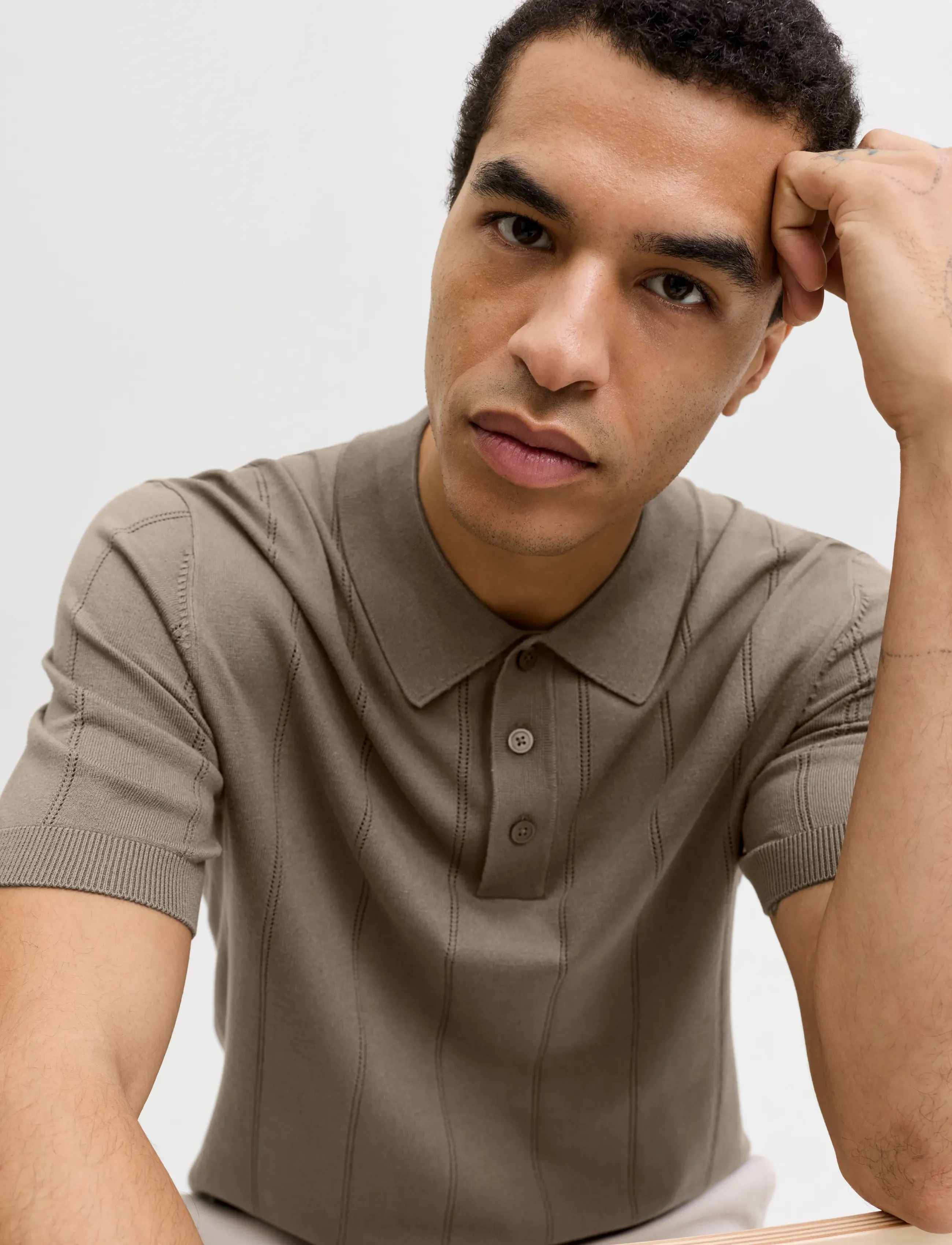 Jack & Jones - JPRBLAWILLIAM STRUCTURE KNIT POLO SS SN - knitted polos - morel - 5