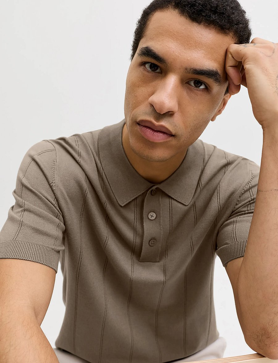 Jack & Jones - JPRBLAWILLIAM STRUCTURE KNIT POLO SS SN - stickade pikéer - morel - 5