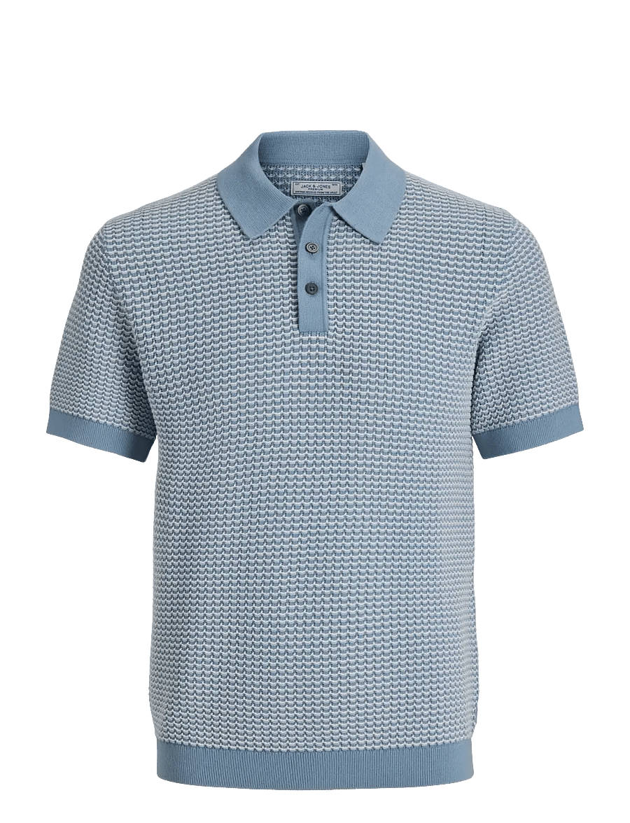 Jack & Jones - JPRBLUKINGSLEY KNIT POLO SS LN - knitted polos - ashley blue - 1