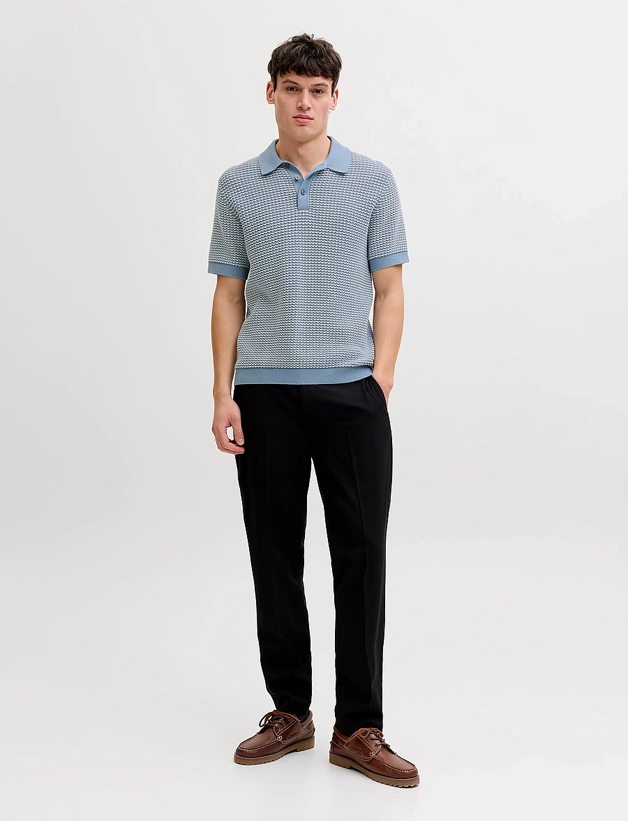 Jack & Jones - JPRBLUKINGSLEY KNIT POLO SS LN - knitted polos - ashley blue - 3
