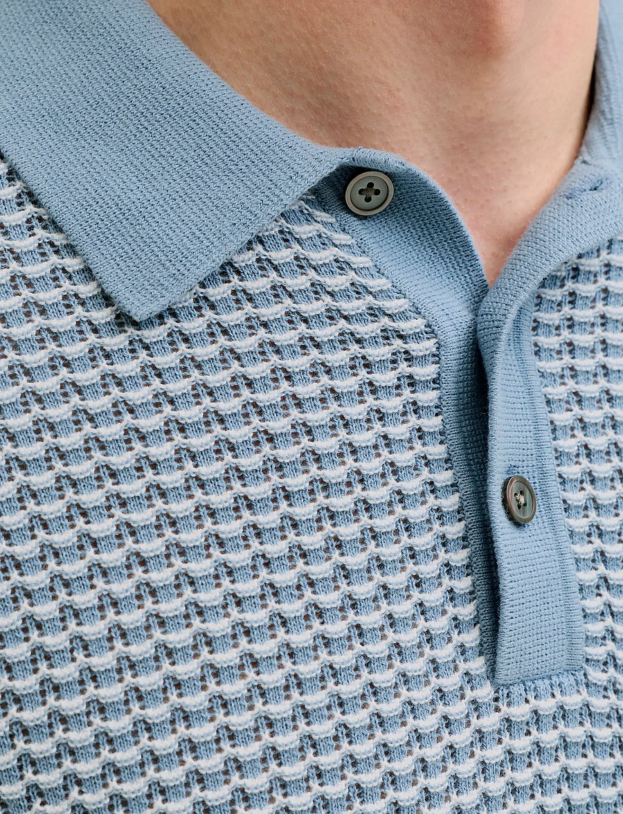 Jack & Jones - JPRBLUKINGSLEY KNIT POLO SS LN - knitted polos - ashley blue - 4